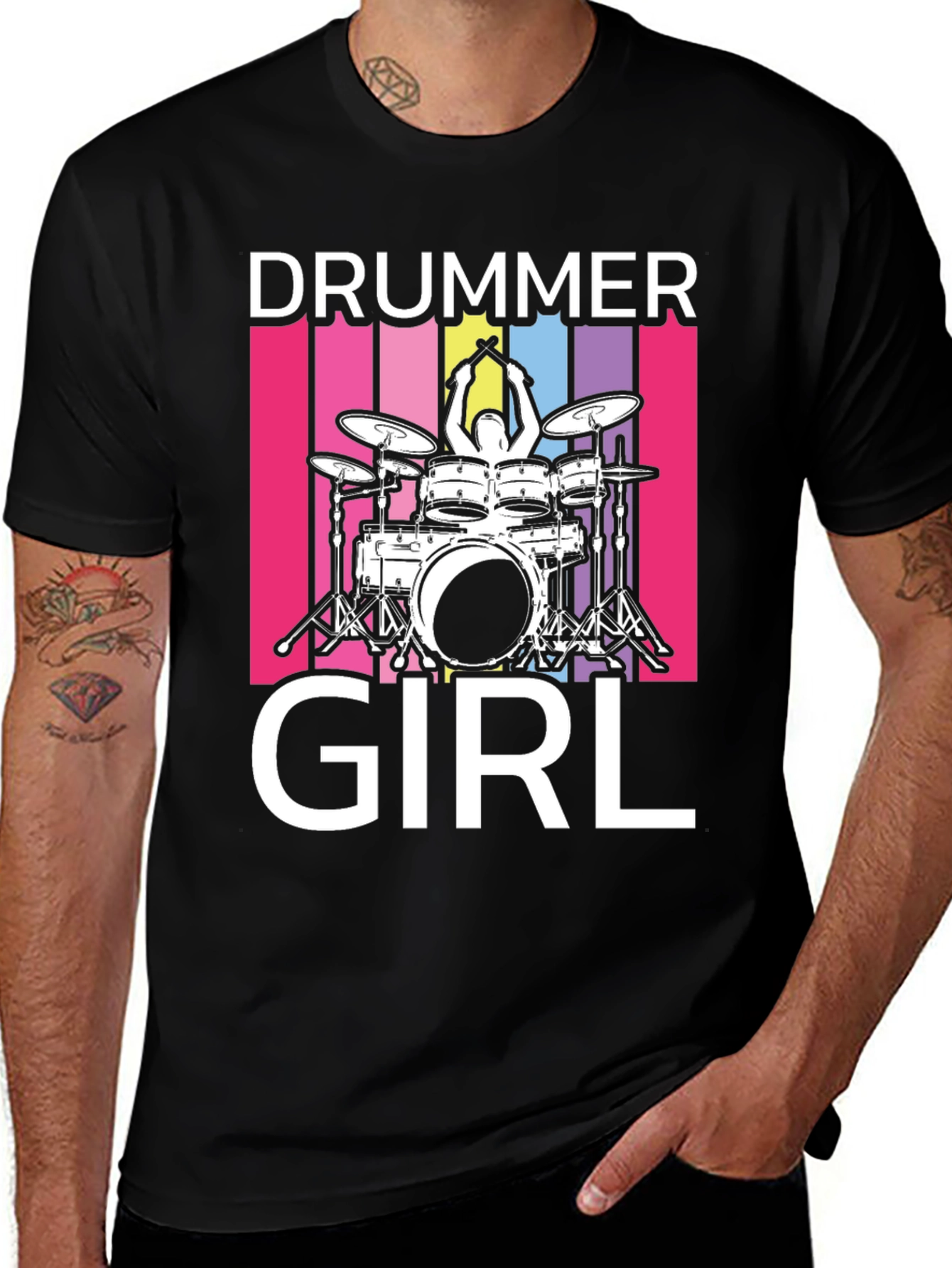 Drummer Girl Graphic Tee - Band Practice Shirt