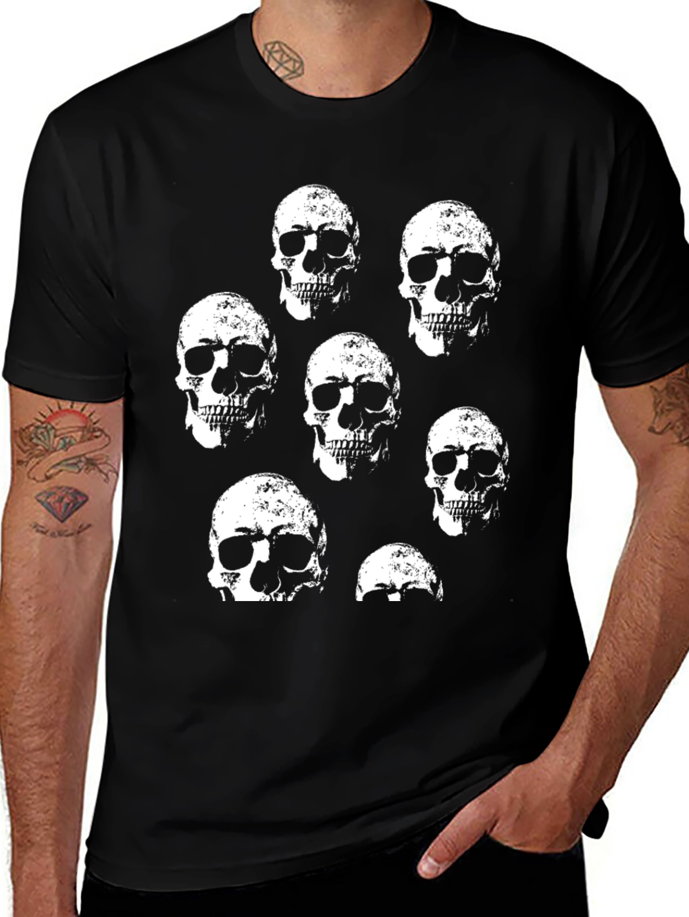 Variant 19 of Skull Graphic Tee - Bold Black Cotton T-Shirt