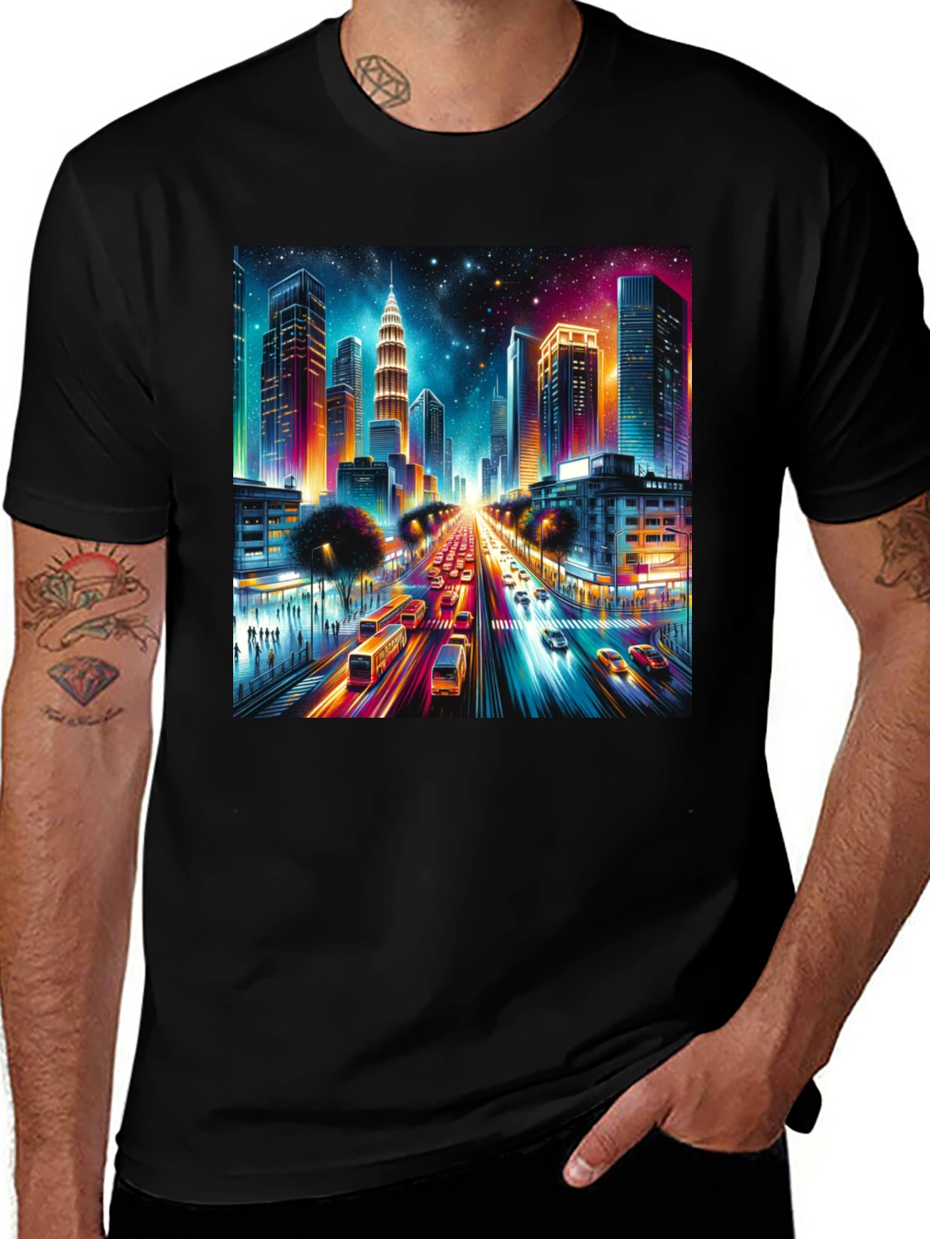 Variant 15 of Cityscape Graphic Tee - Nightlife Urban Style Shirt