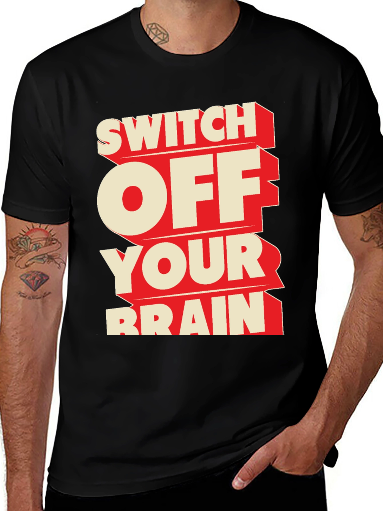 Switch Off Your Brain Black Graphic Tee