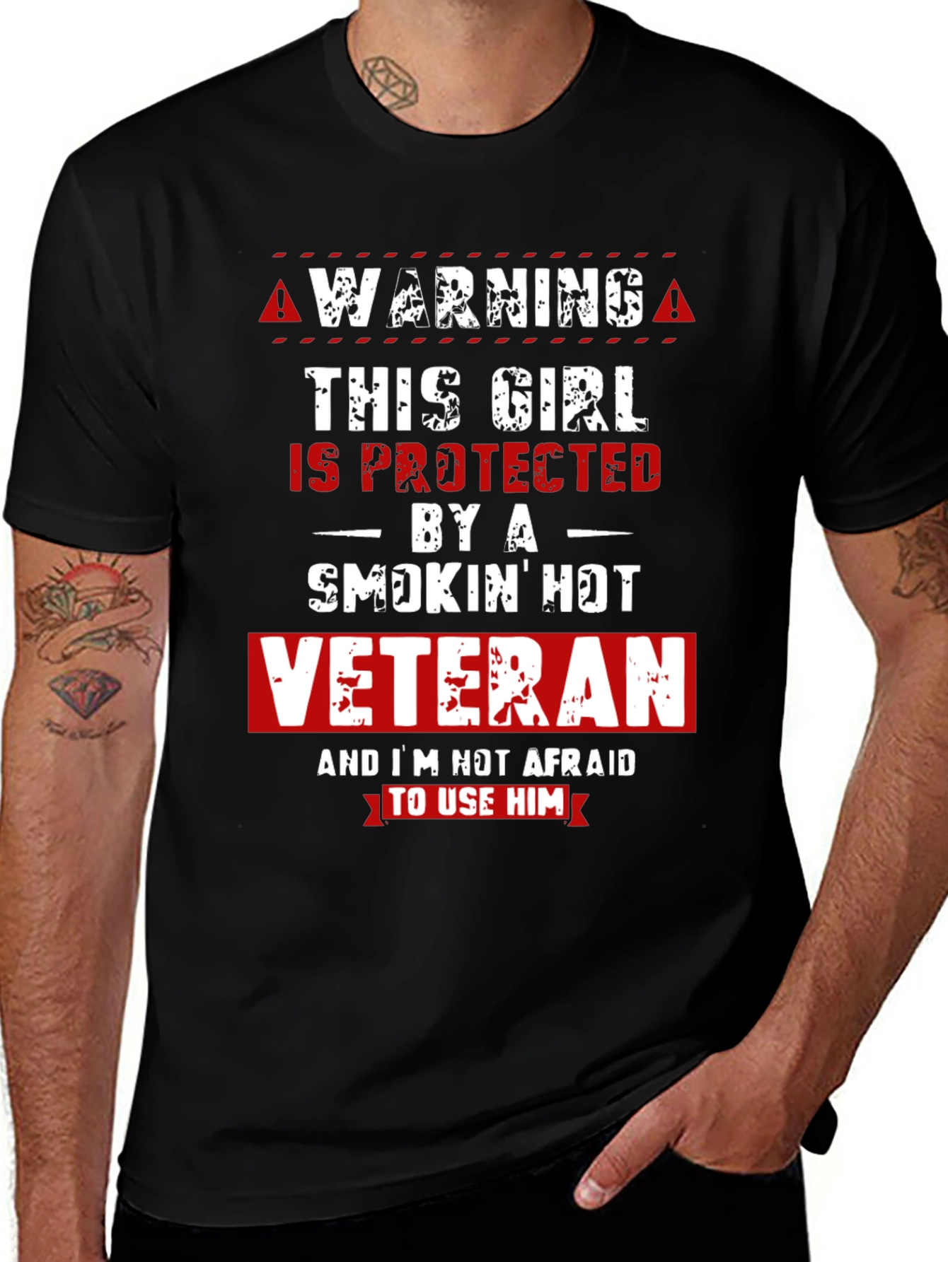 Variant 7 of Warning: Protected By A Smokin' Hot Veteran T-Shirt