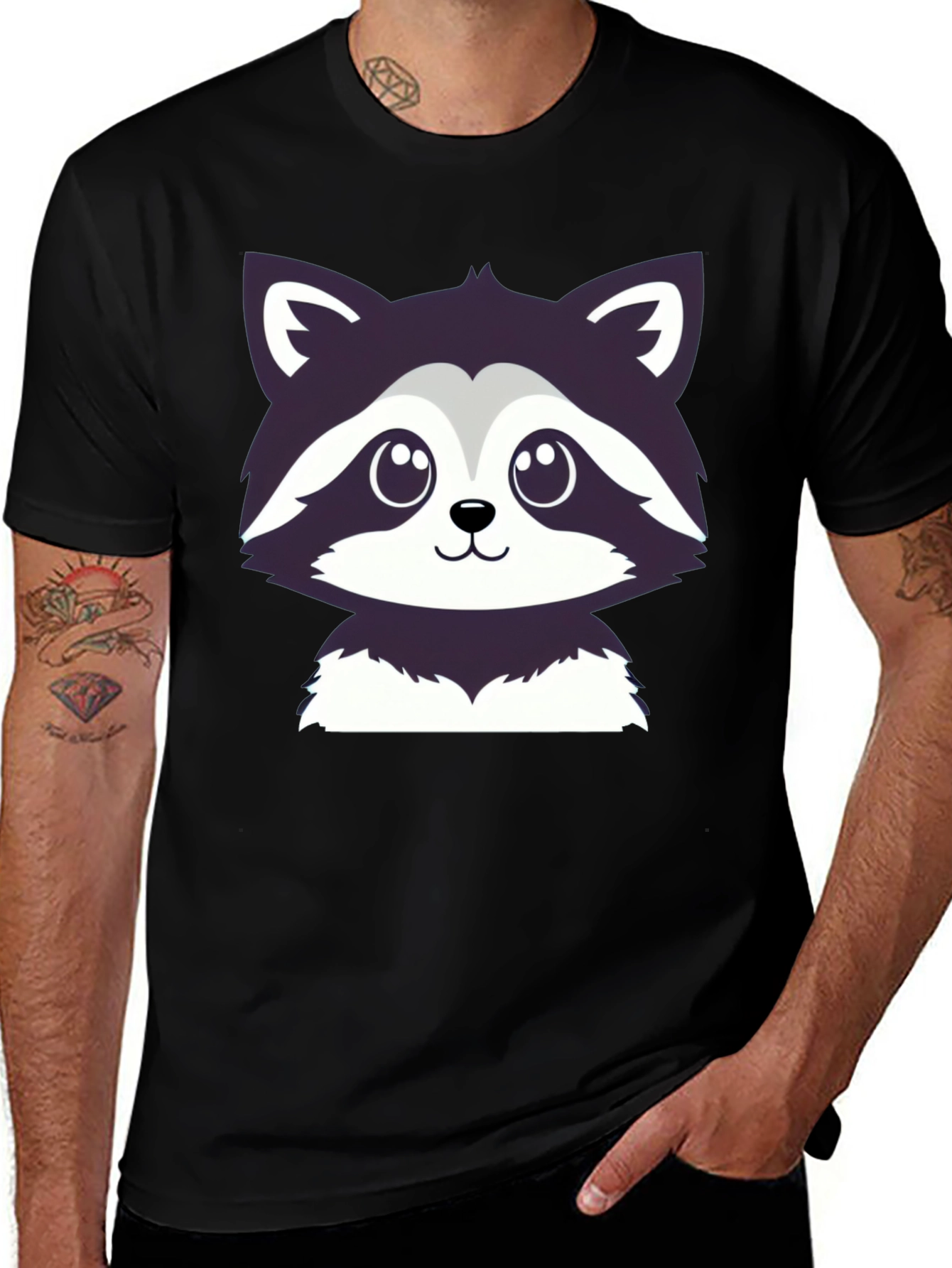 Variant 6 of Cute Raccoon Graphic Tee - Soft Cotton Blend