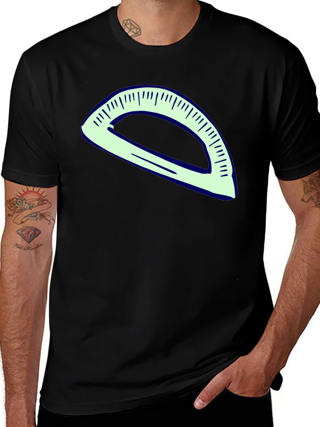 Variant 12 of Protractor Graphic Tee - Black Cotton Blend