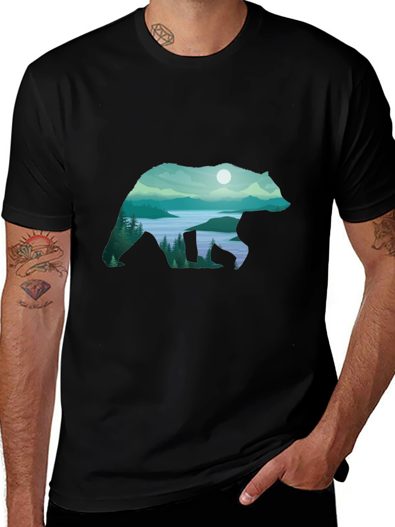Variant 24 of Bear Silhouette Landscape Graphic Tee