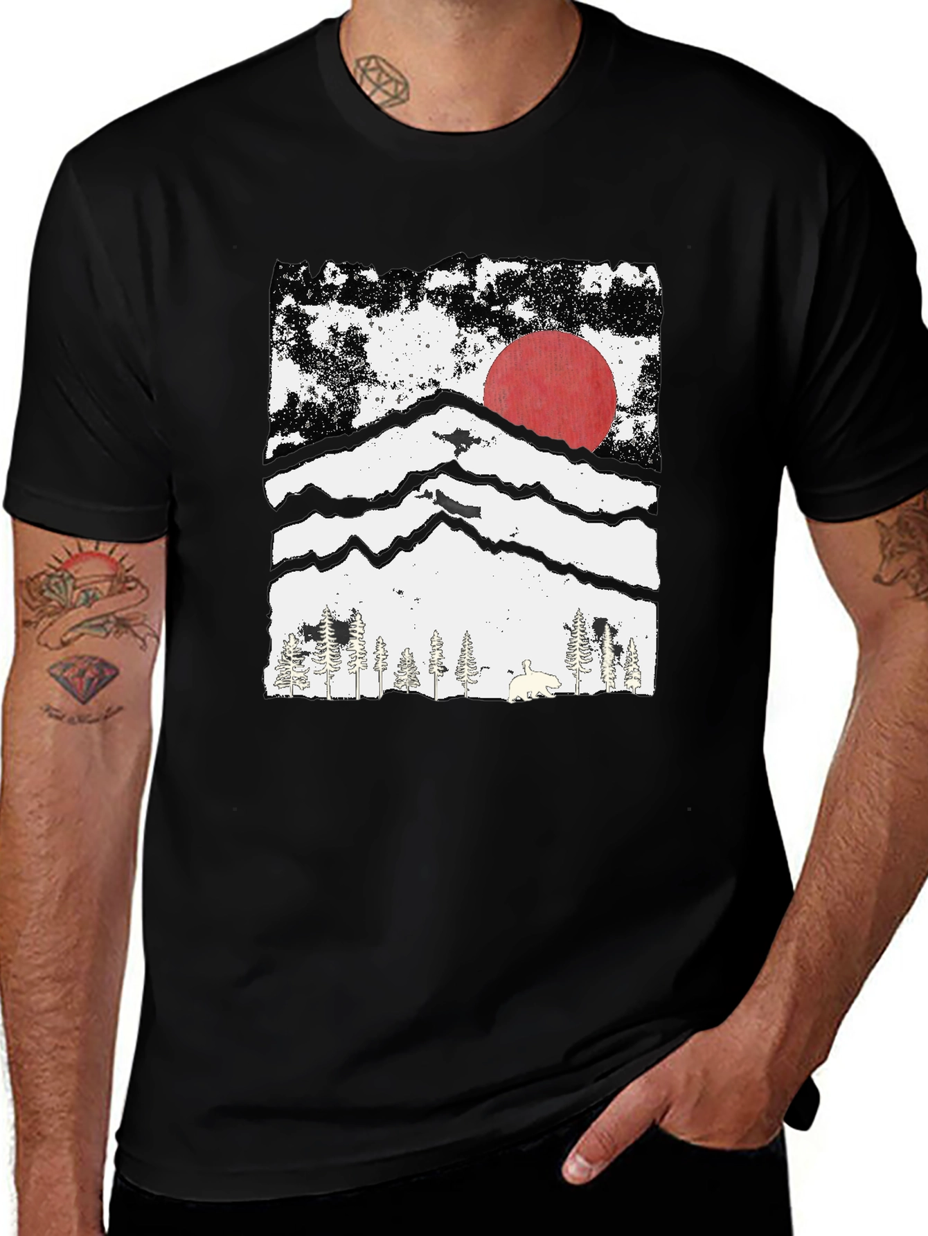 Variant 29 of Mountain Sunset Graphic Tee - Black
