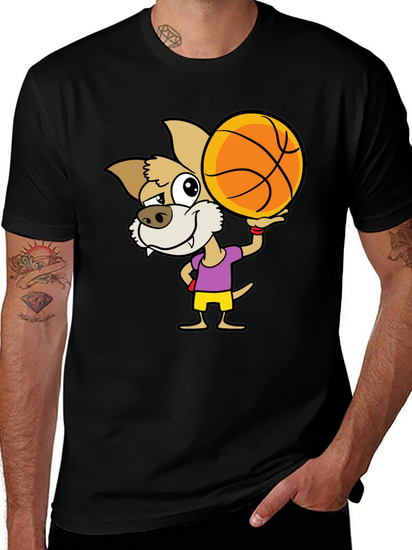 Variant 29 of Cartoon Dog Basketball Graphic T-Shirt