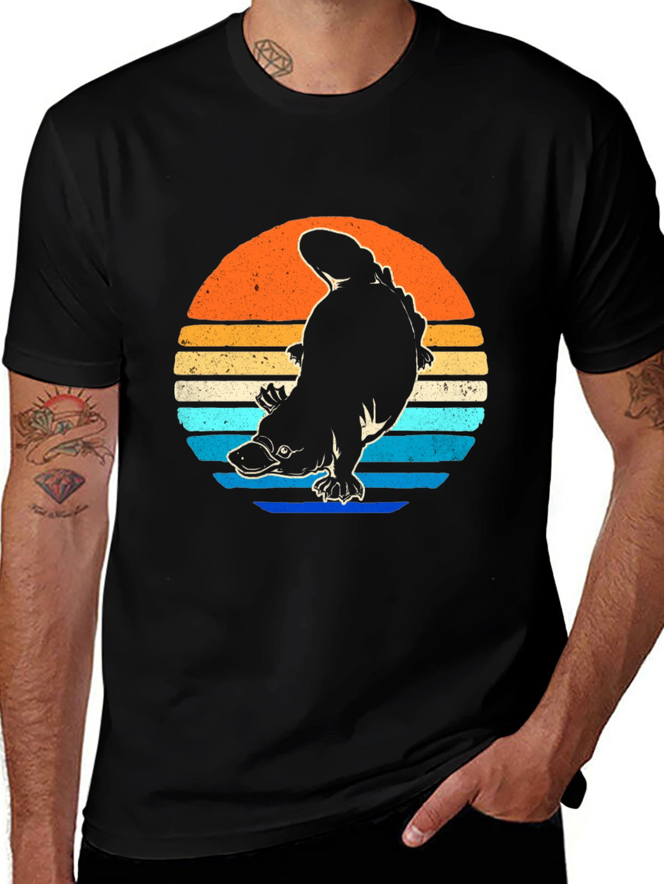 Variant 27 of Retro Platypus Sunset T-Shirt - Black