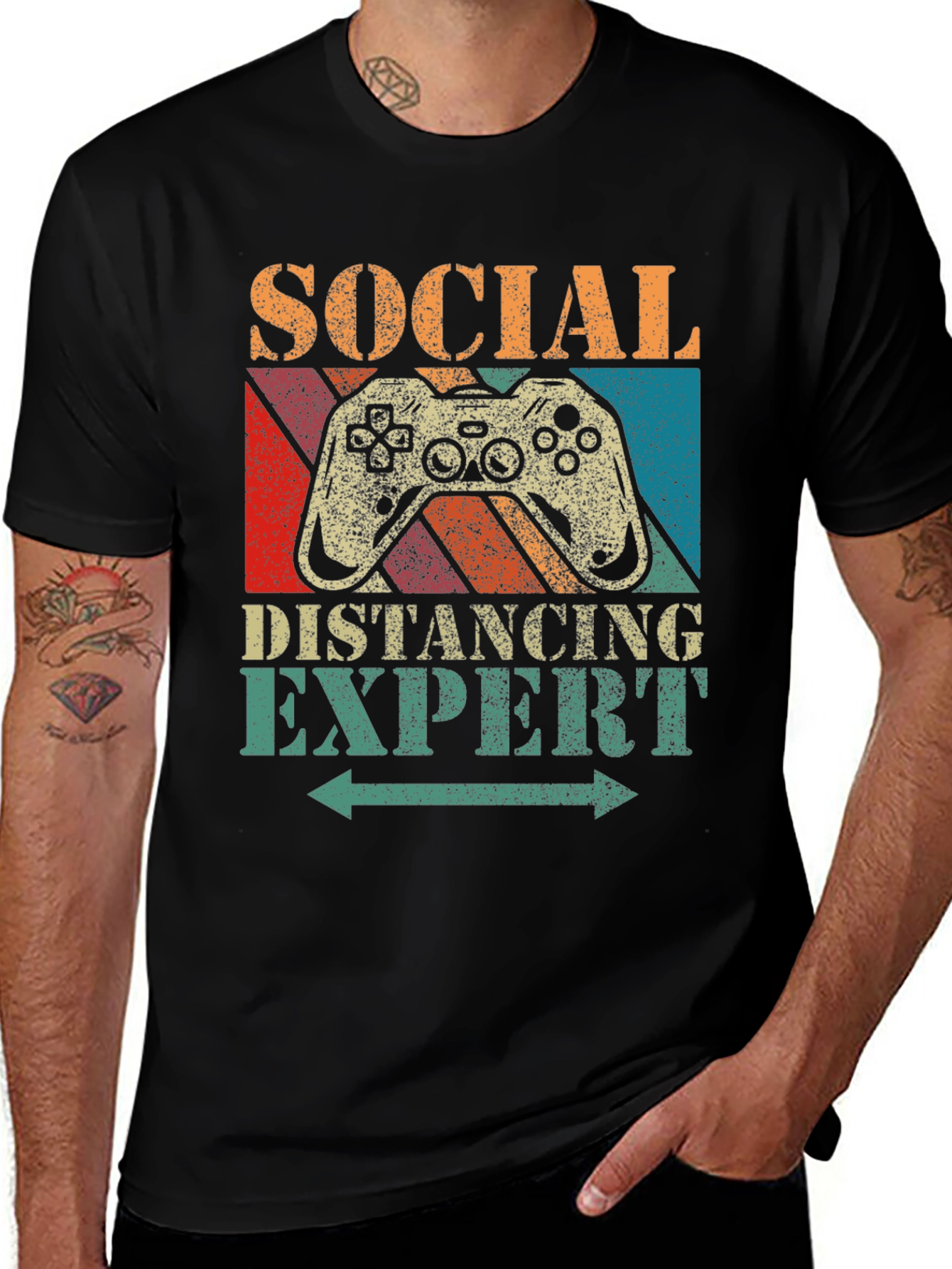 Variant 23 of Social Distancing Expert T-Shirt Retro Gaming