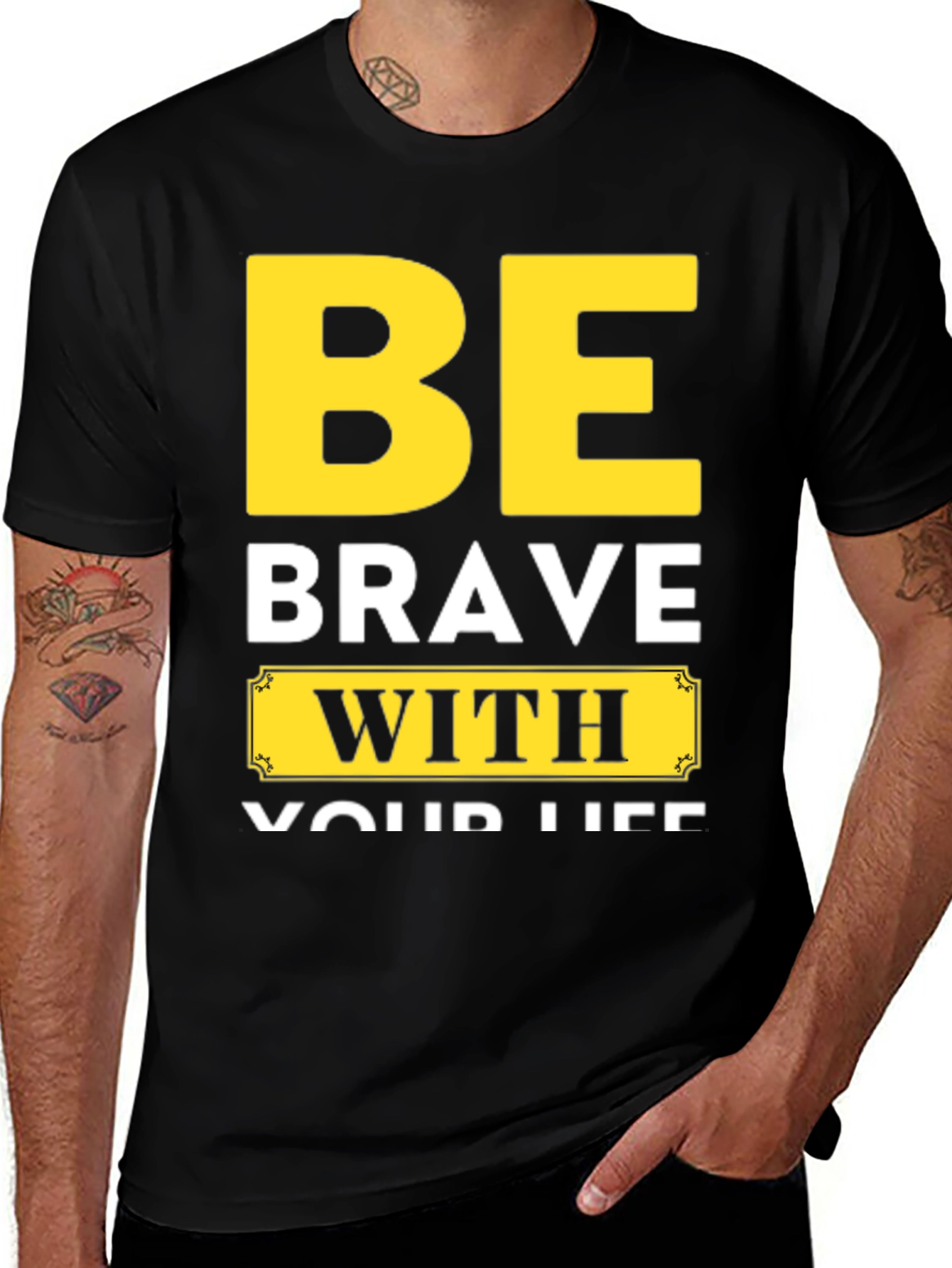 Variant 21 of Be Brave Graphic Print Crew Neck T-Shirt