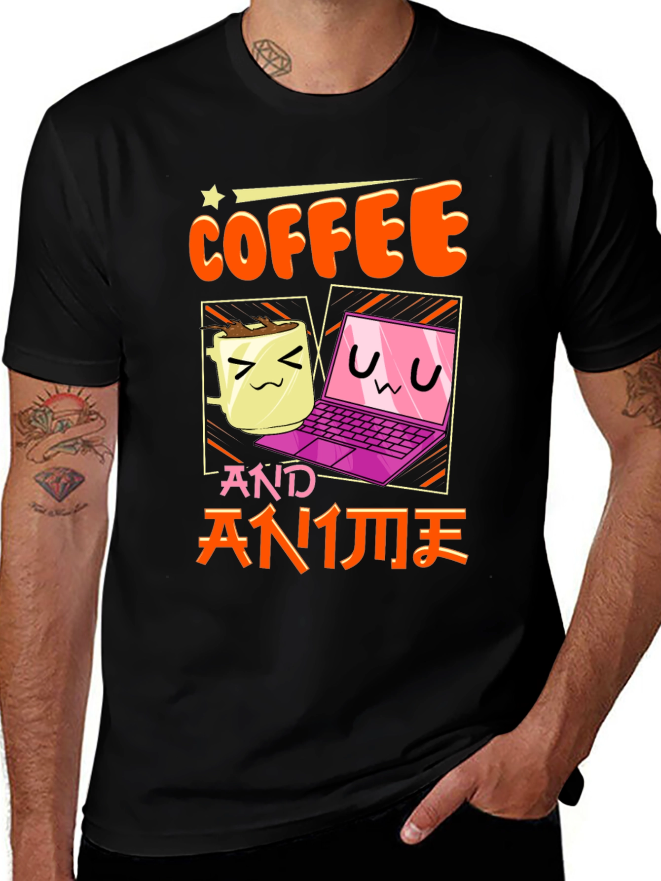 Variant 17 of Coffee and Anime T-Shirt - Kawaii Design