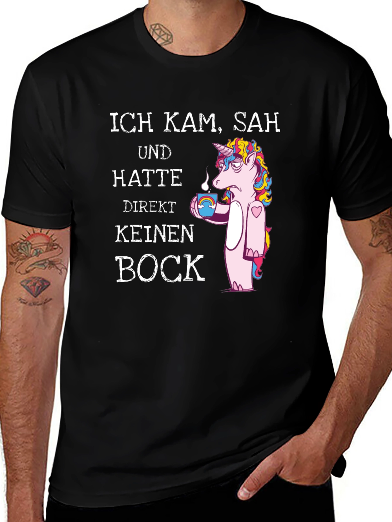 Variant 14 of Ich Kam Sah Unicorn T-Shirt - Sarcastic Lazy Day Tee