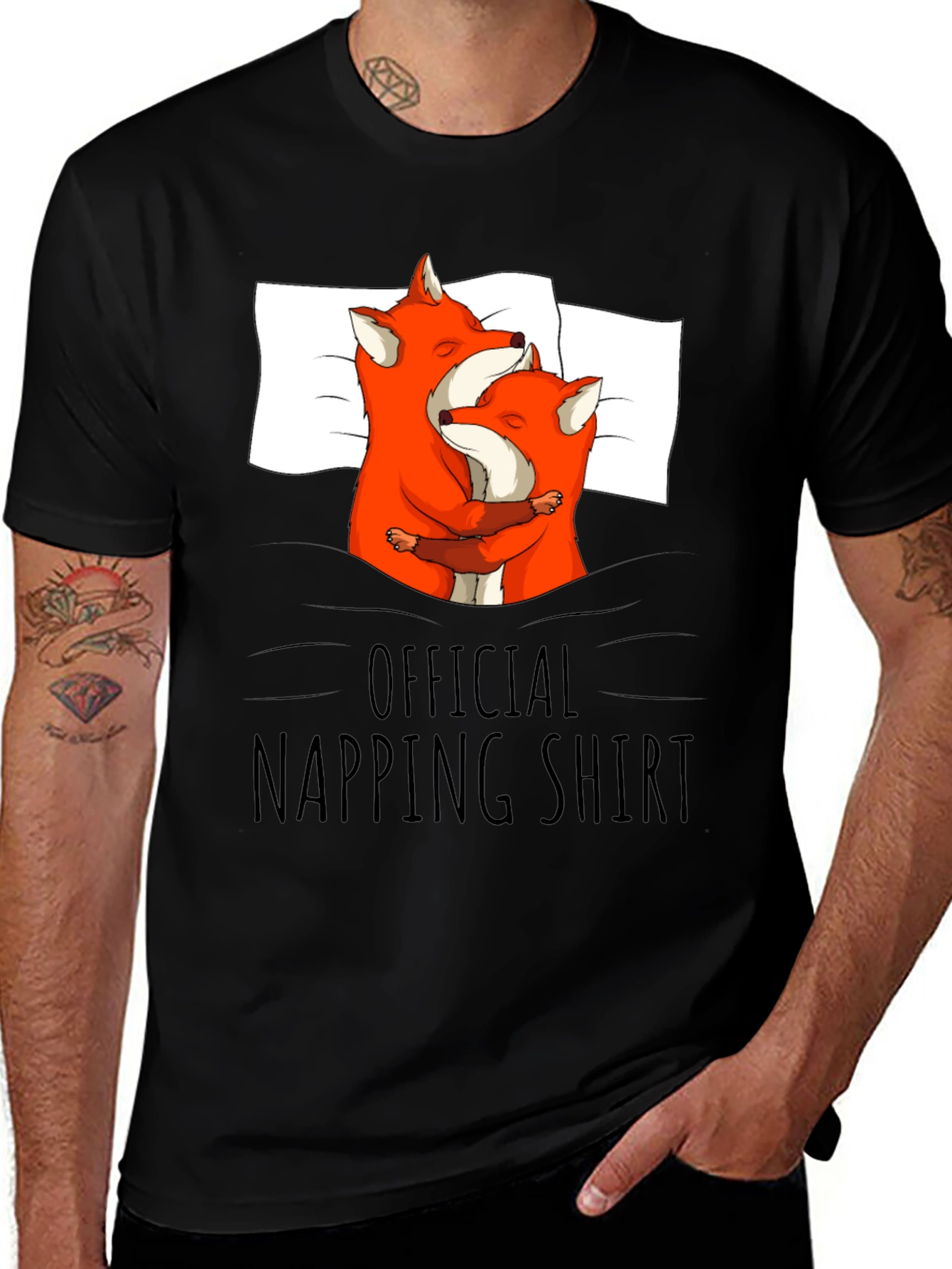 Variant 12 of Official Napping Shirt - Cute Fox Couple Design