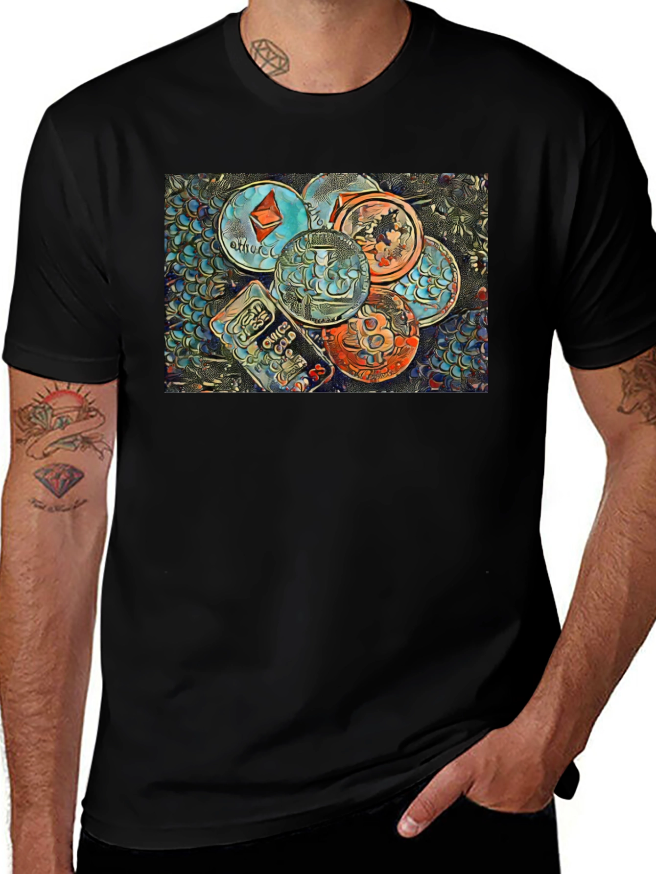 Variant 23 of Cryptocurrency T-Shirt - Bitcoin, Ethereum Design