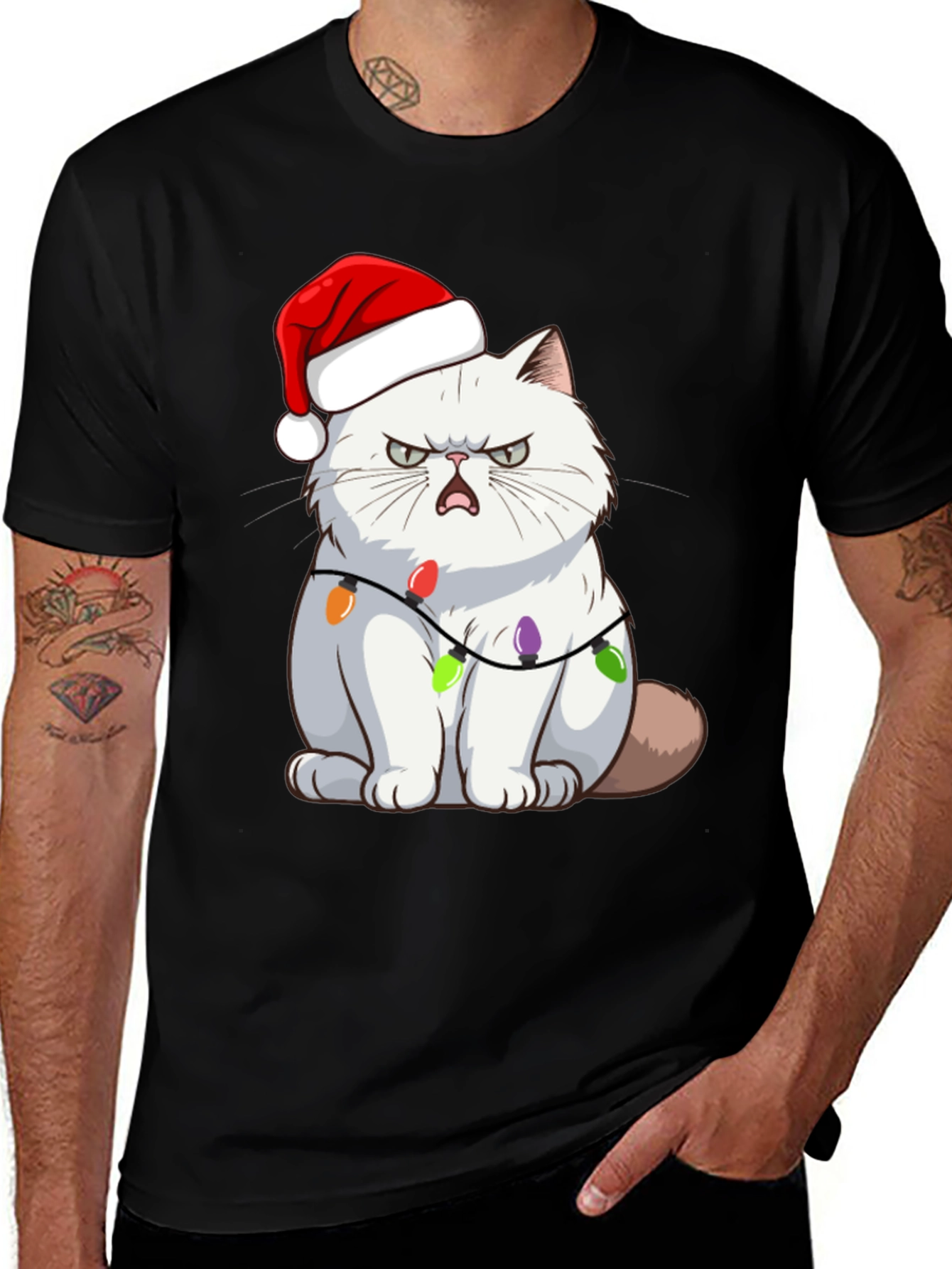 Variant 8 of Grumpy Cat Christmas Lights T-Shirt