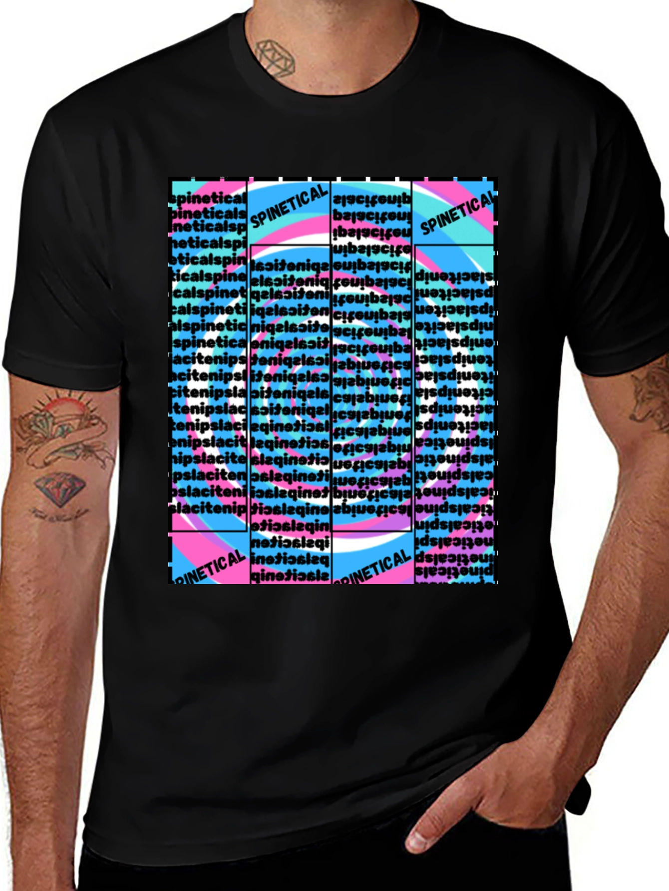 Variant 24 of Spinetic Retro Word Pattern T-Shirt