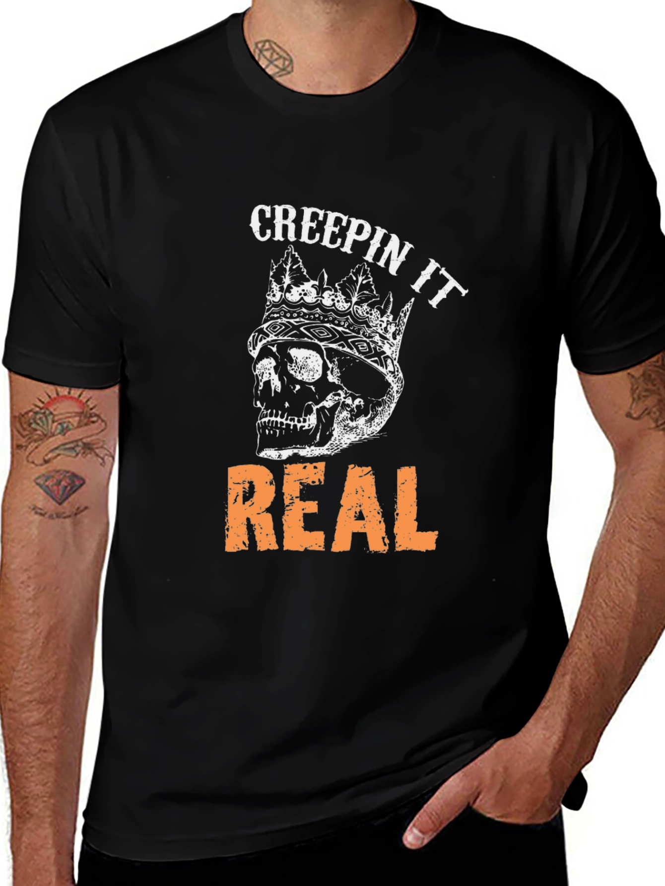 Variant 29 of Creepin It Real Skull Graphic Tee