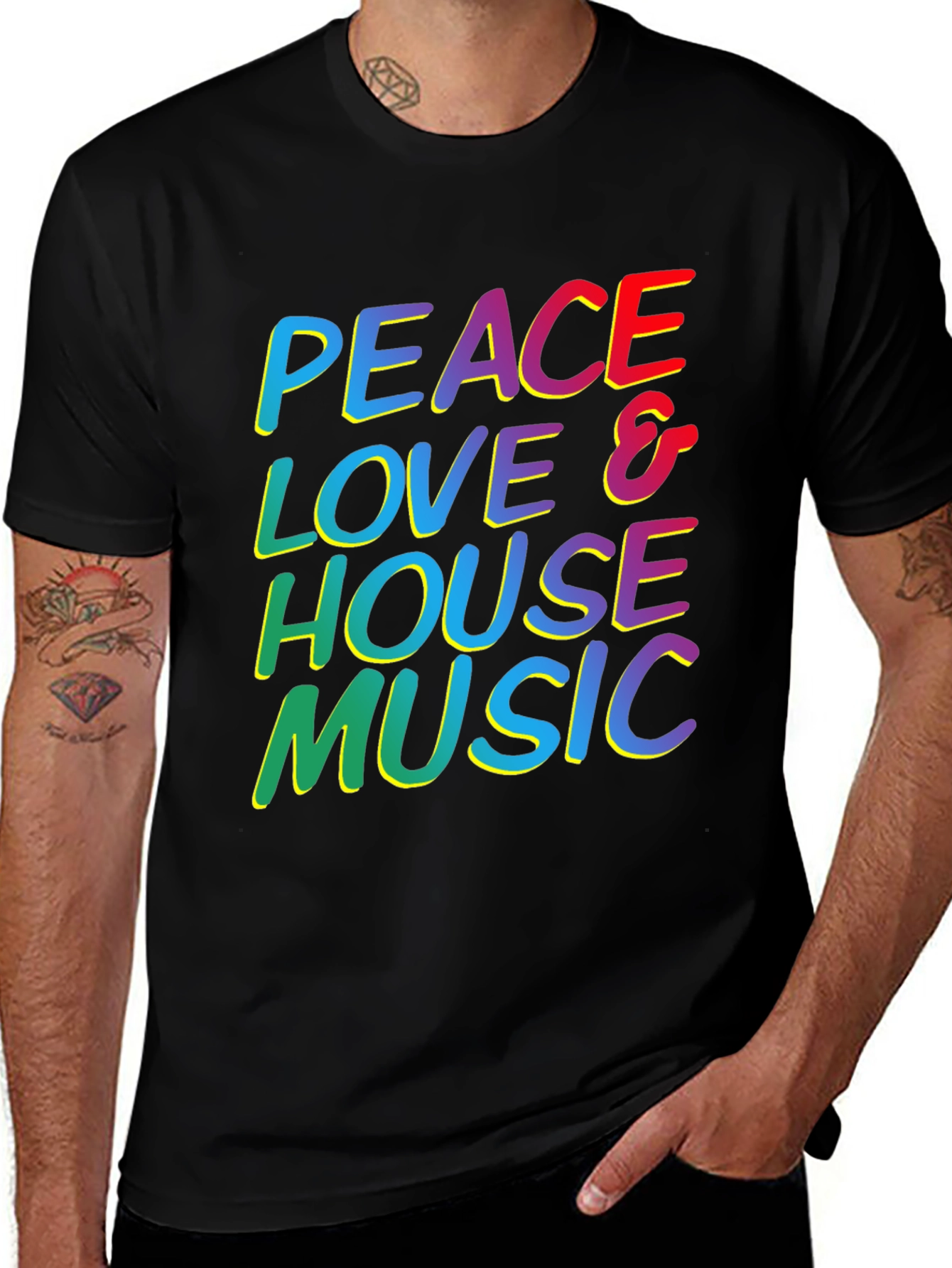 Variant 16 of Peace Love & House Music T-Shirt - Retro Design