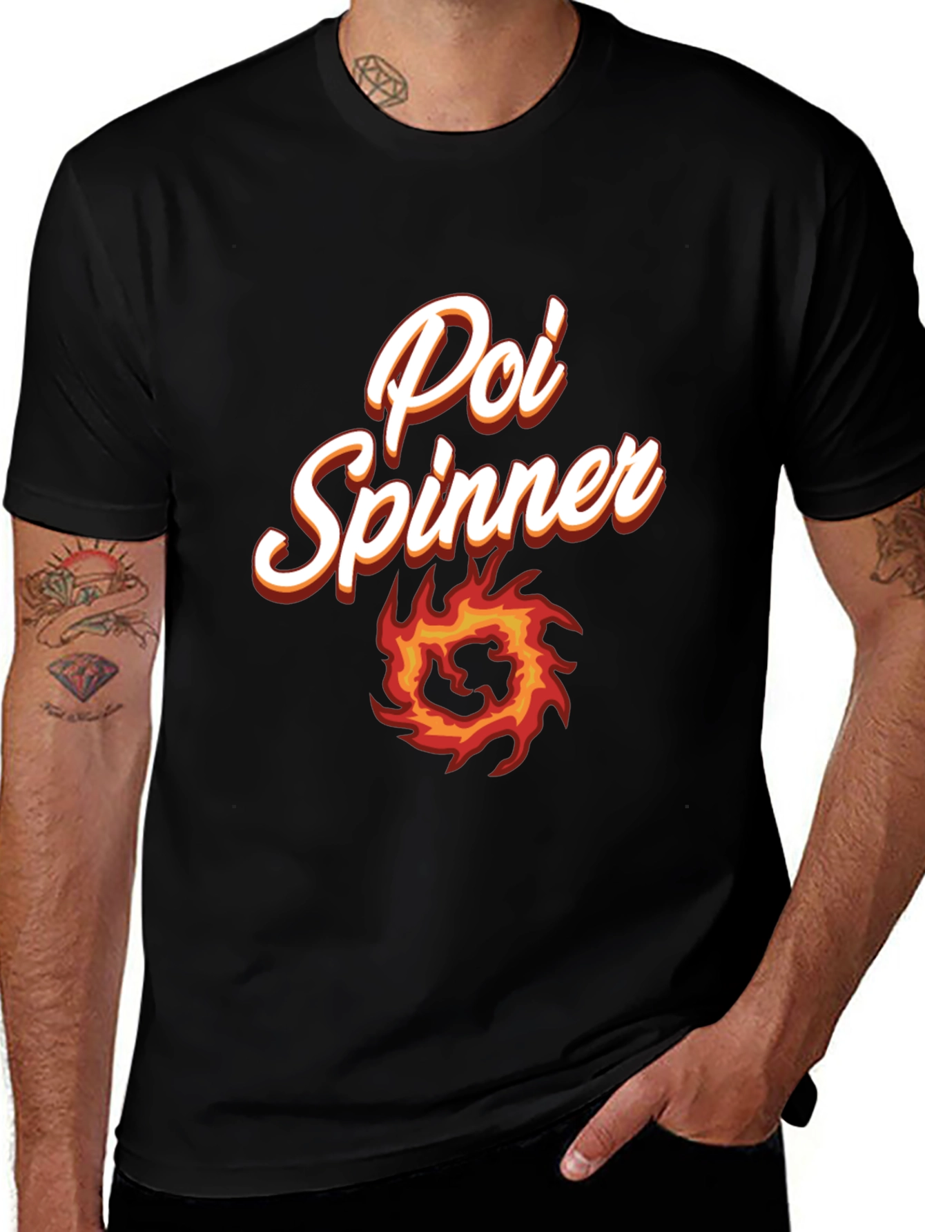 Poi Spinner Graphic Tee - Black Cotton T-Shirt
