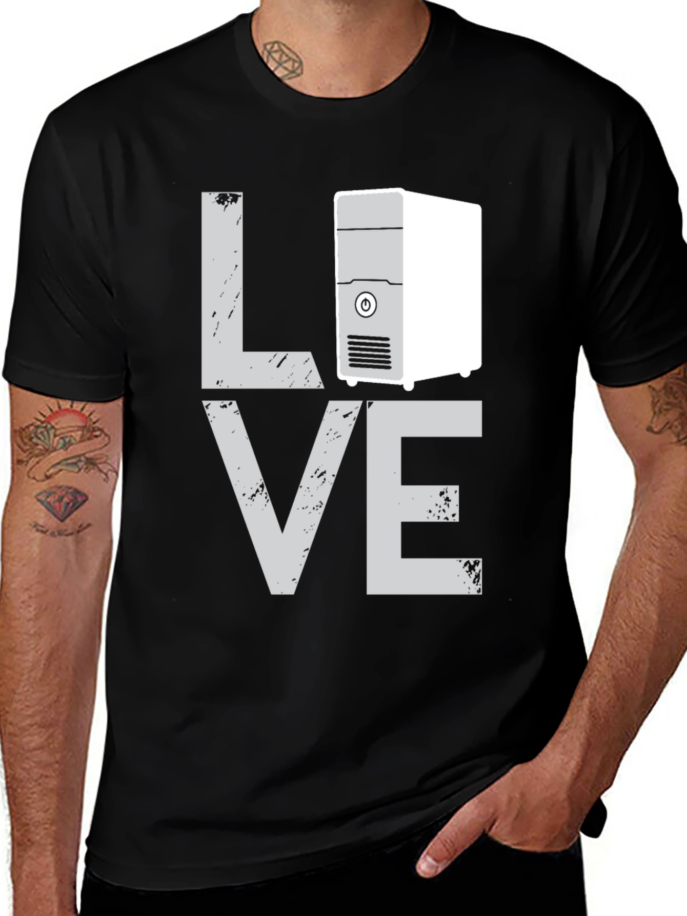 Variant 14 of I Love Computers Tee - Black Crew Neck T-Shirt