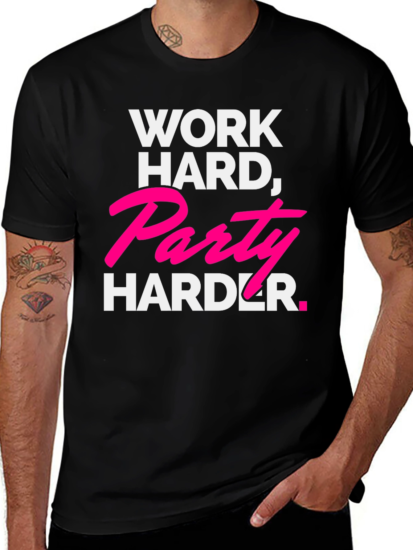 Variant 21 of Work Hard, Party Harder Black Graphic Tee
