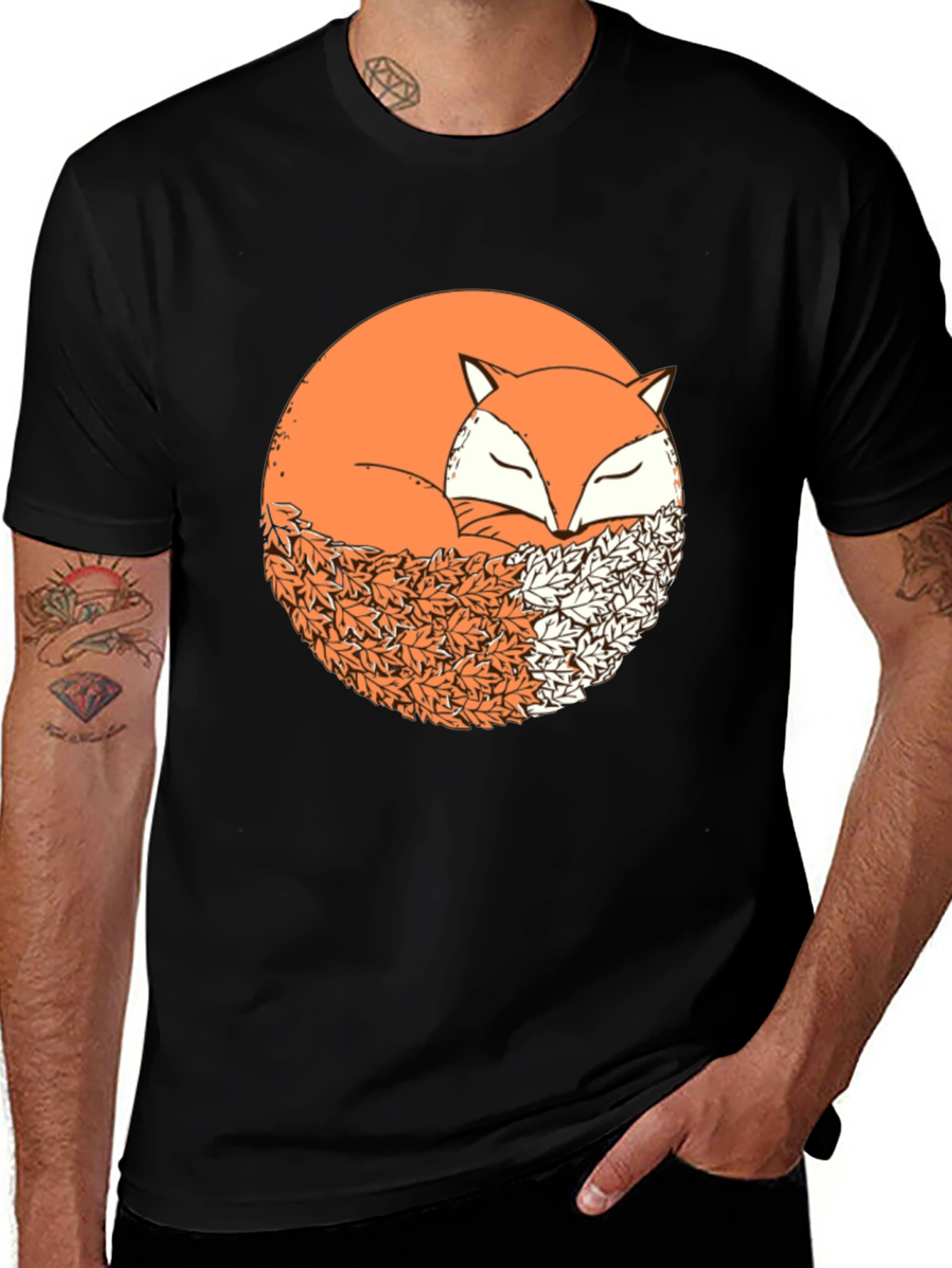 Variant 19 of Fox Leaves Graphic Tee - Cozy Comfort