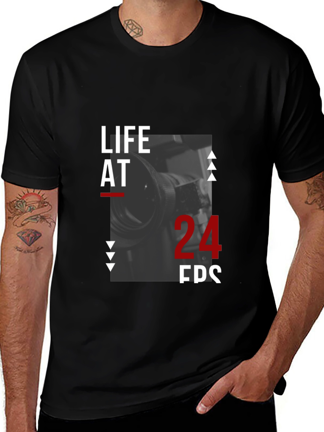 Life At 24 FPS Black T-Shirt