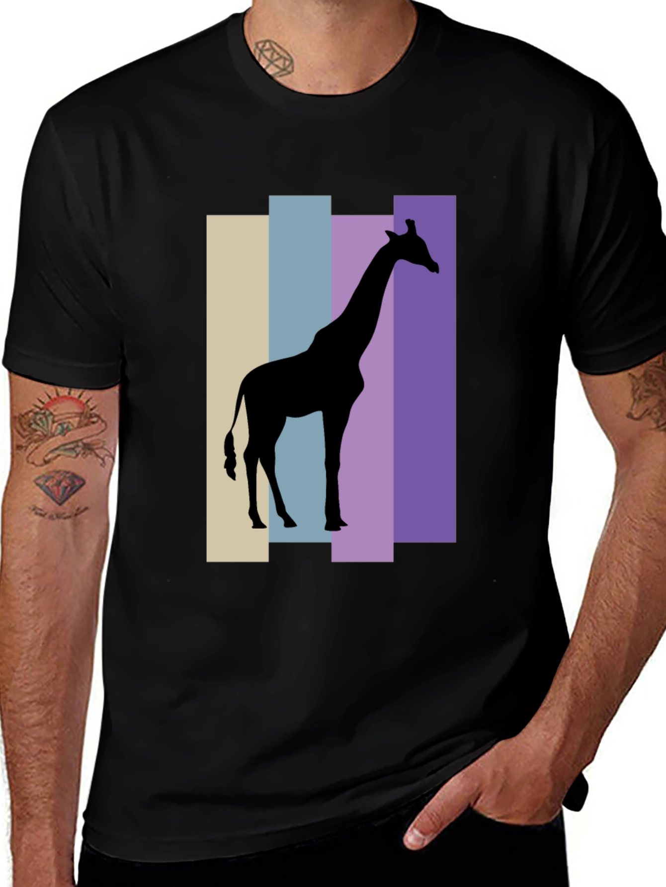 Variant 28 of Giraffe Silhouette Graphic Tee - Black