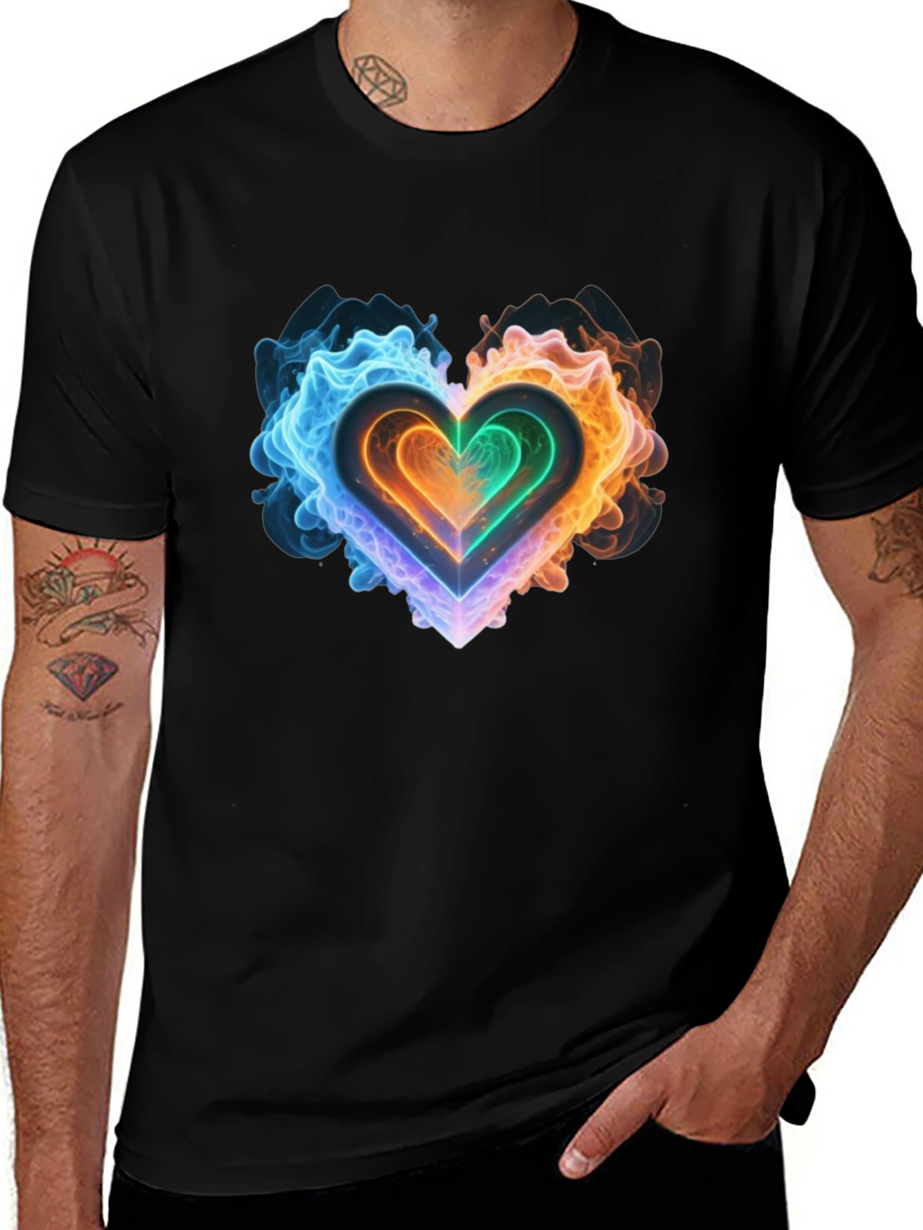 Variant 26 of Fiery Heart Graphic Black T-Shirt