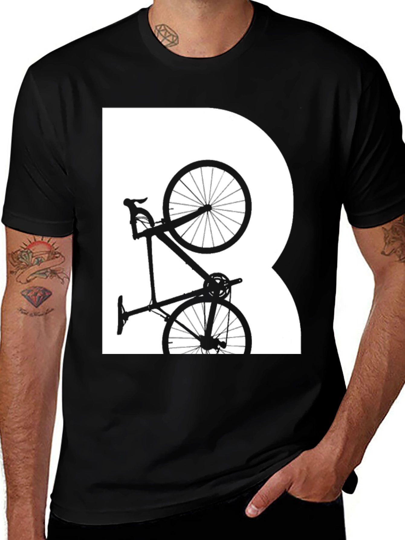 Variant 19 of Cycling Silhouette Graphic Tee - Black