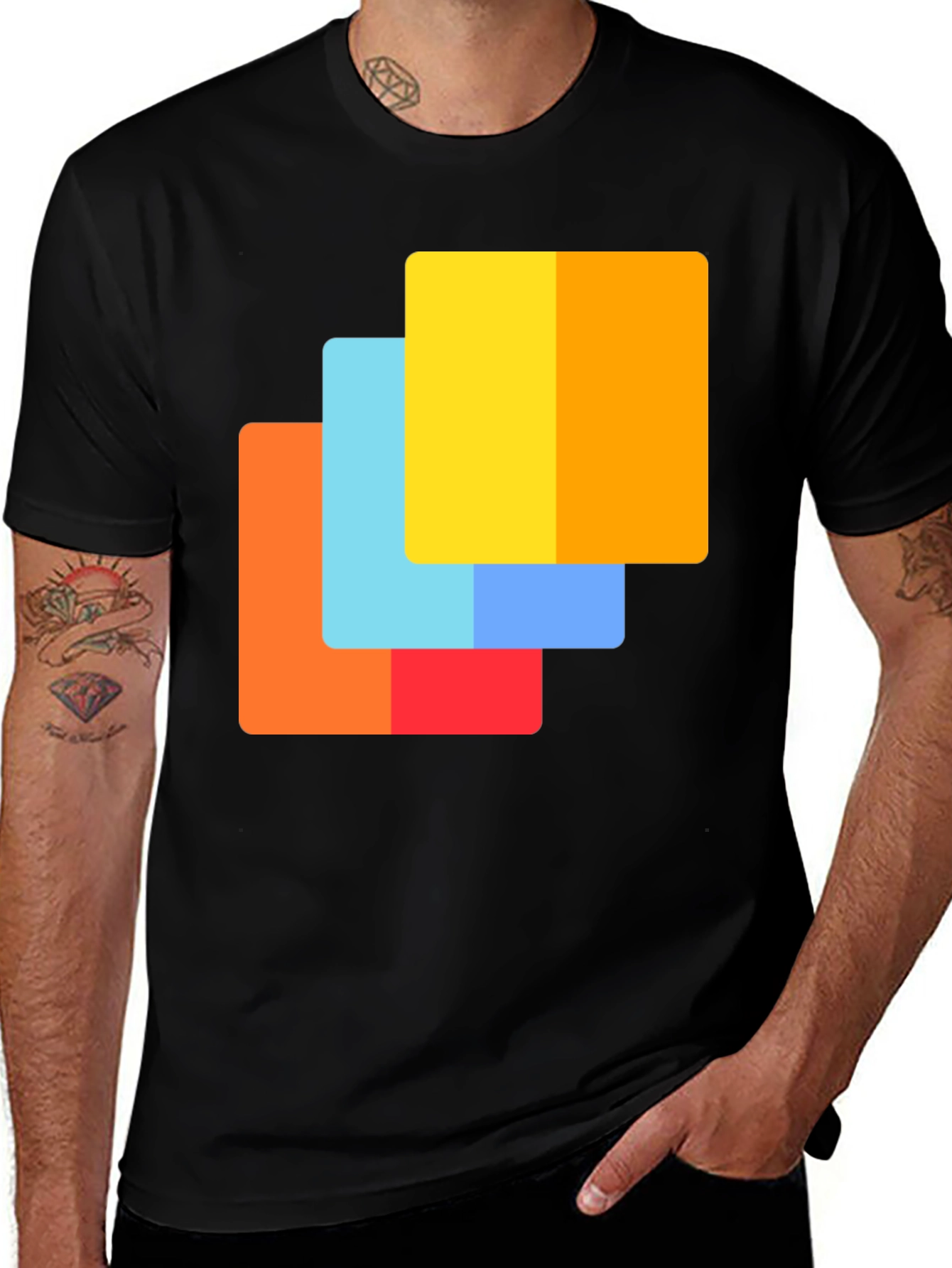 Variant 11 of Abstract Squares Graphic Tee - Modern Casual Shirt