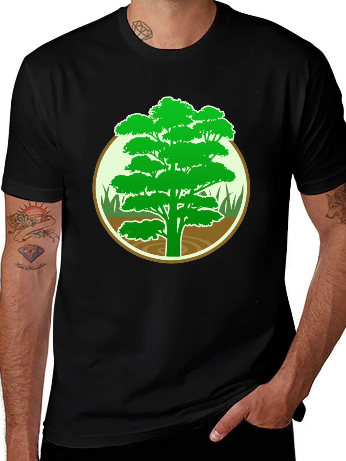 Variant 2 of Nature Tree Graphic Tee - Men's Black T-Shirt