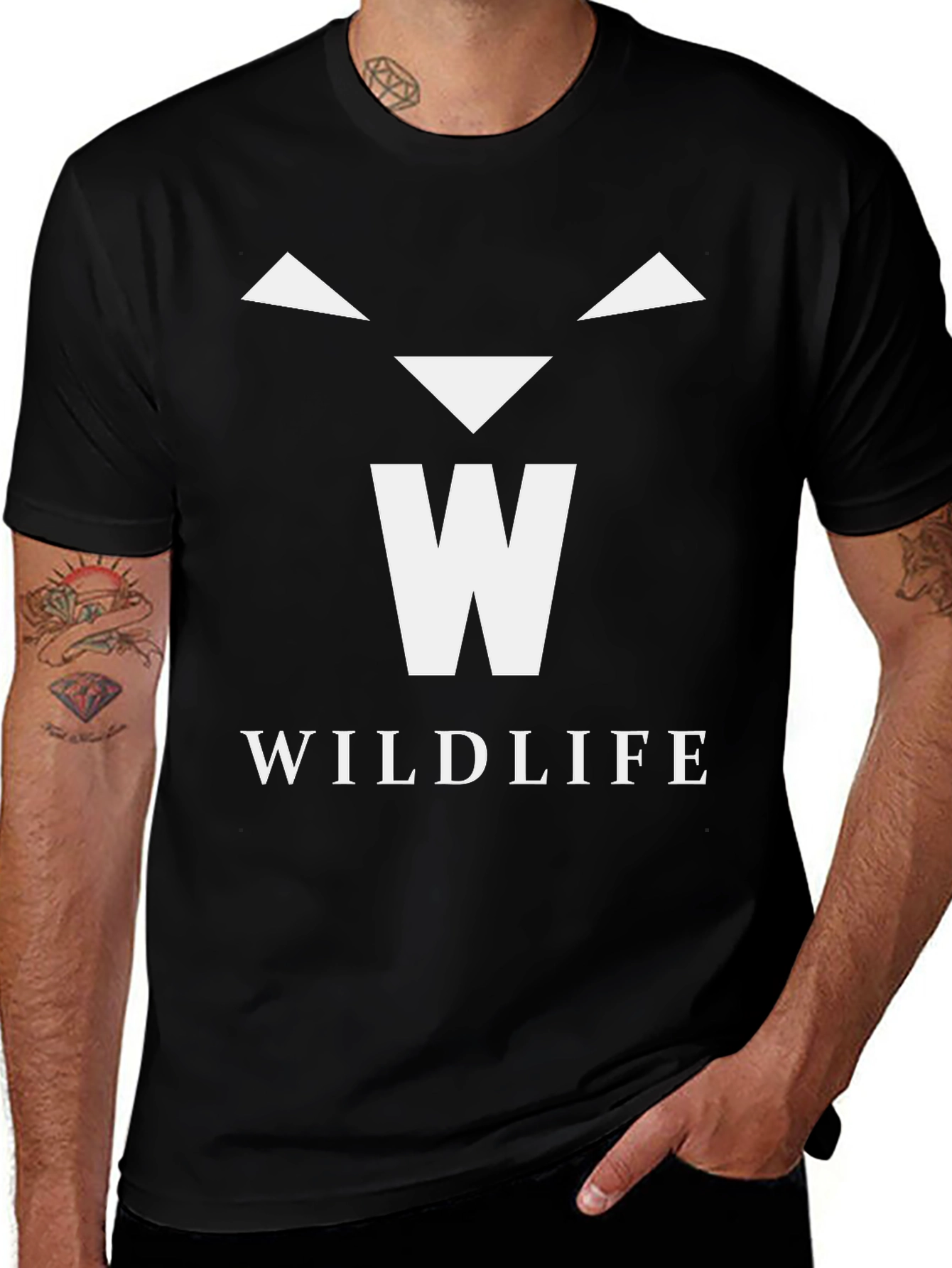 Variant 15 of Wildlife Graphic Tee - Black Cotton T-Shirt