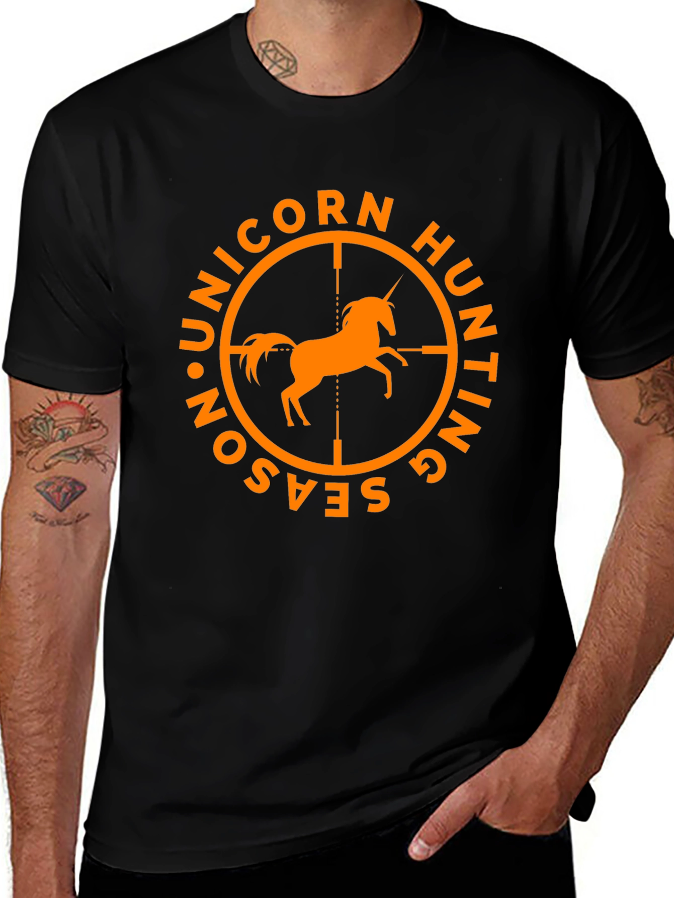 Variant 9 of Unicorn Hunting Season Black T-Shirt