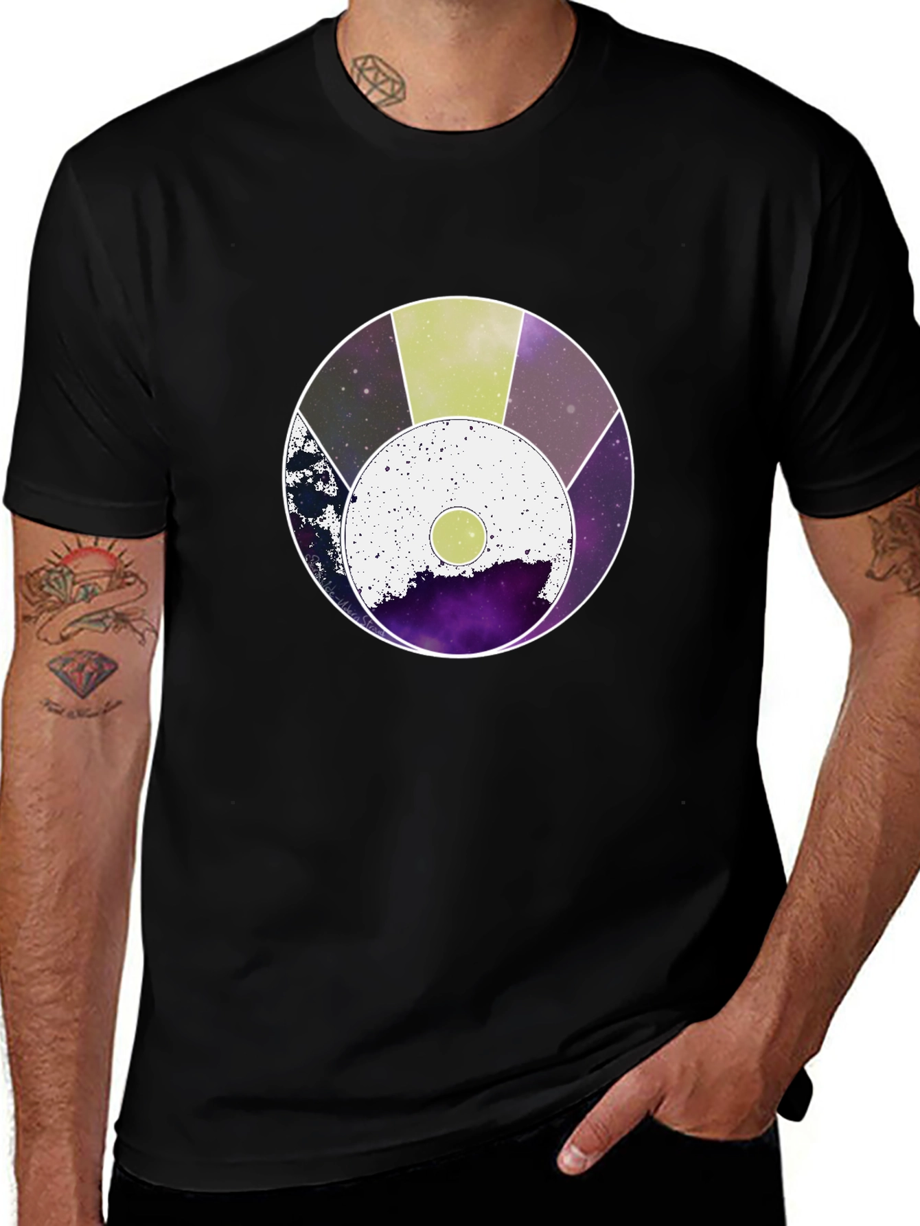 Variant 11 of Cosmic Circle Graphic T-Shirt - Black