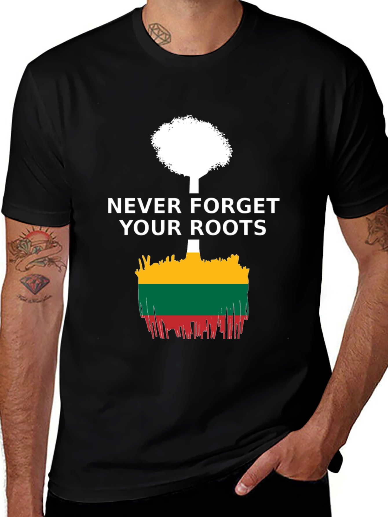 Never Forget Your Roots T-Shirt Lithuania Flag Pride