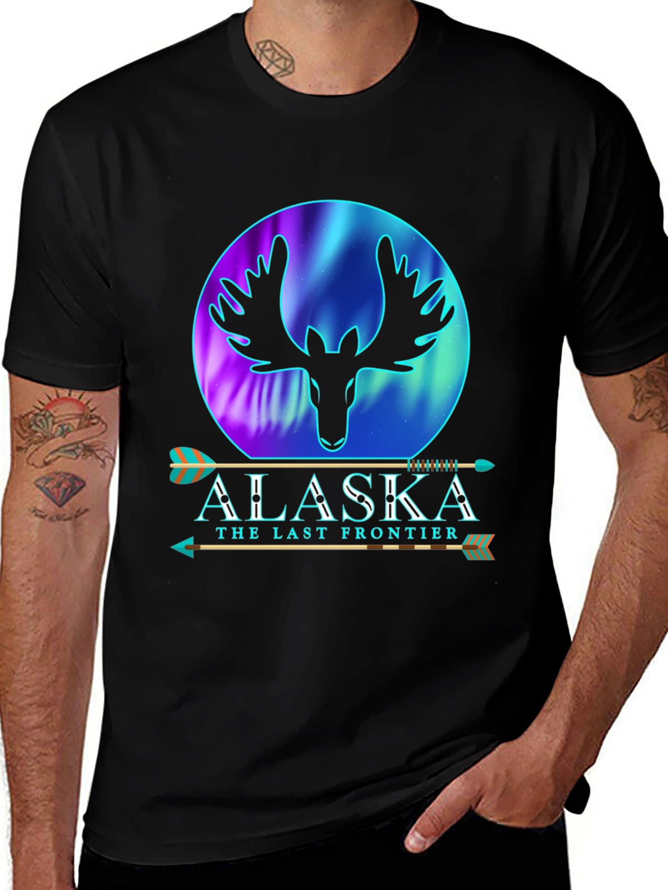Alaska Moose T-Shirt - Last Frontier Northern Lights Tee
