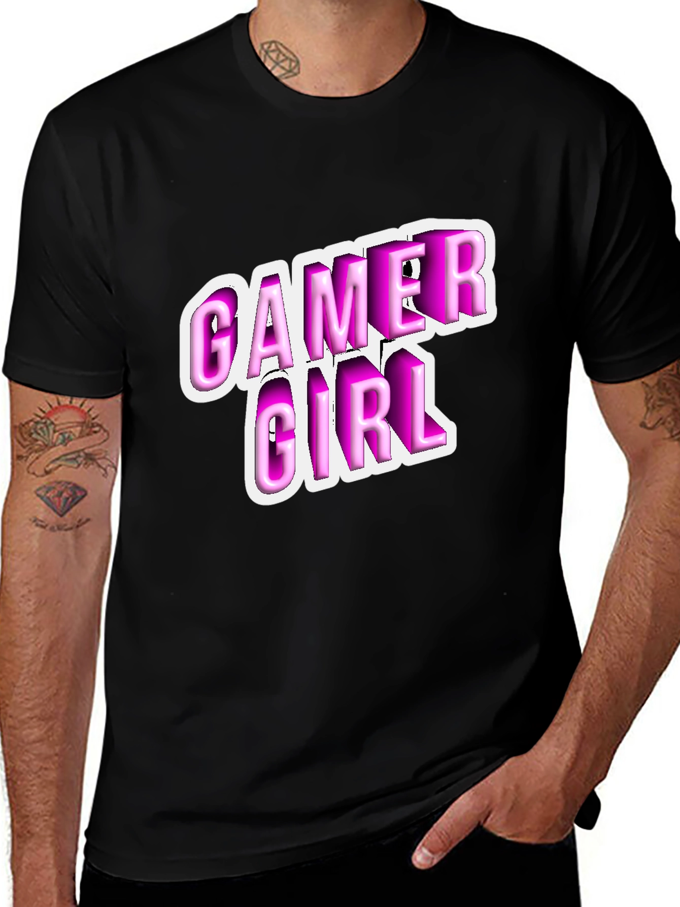 Variant 8 of Gamer Girl Black T-Shirt - Playful Style