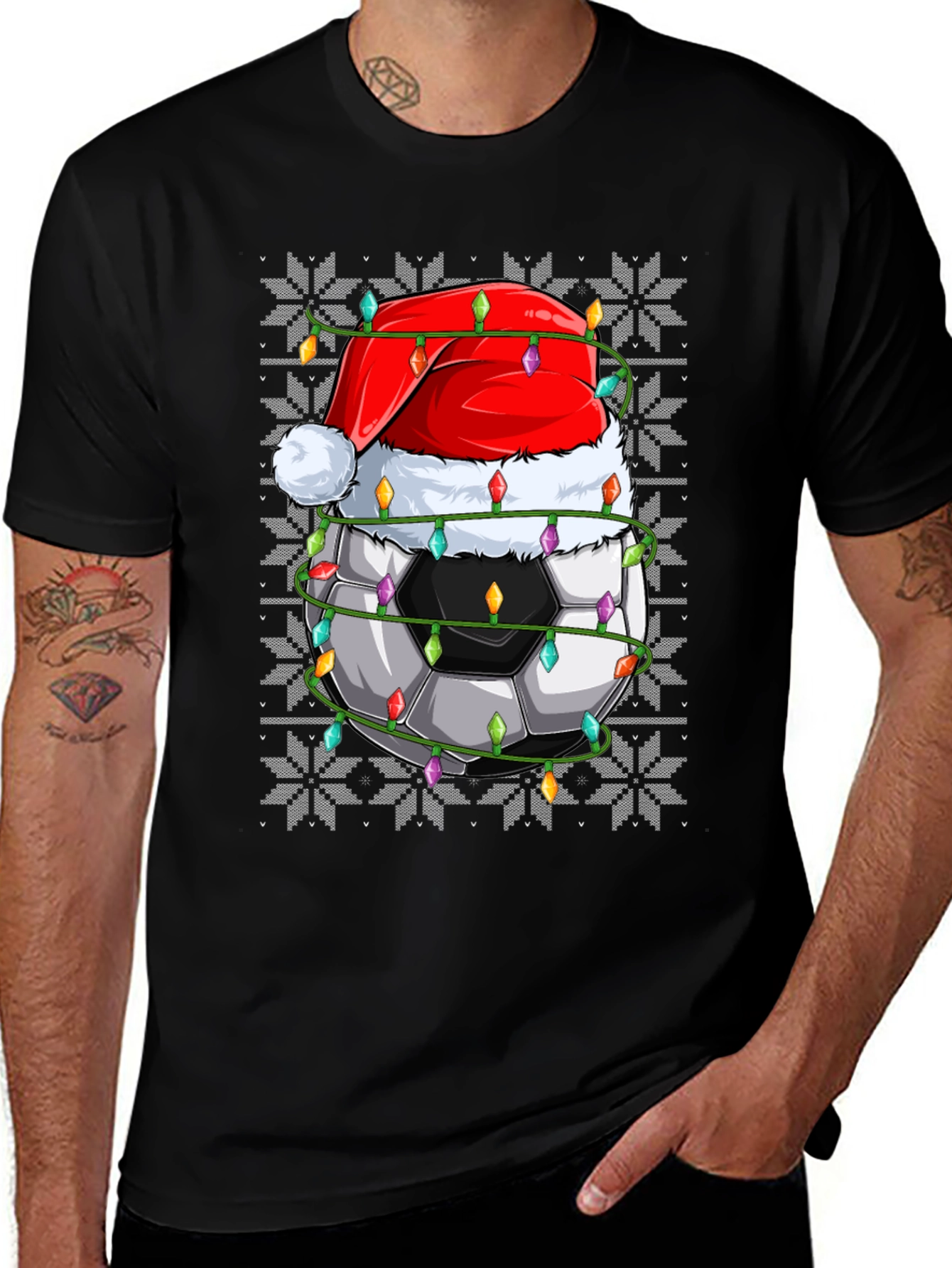 Variant 27 of Festive Soccer Ball Christmas T-Shirt