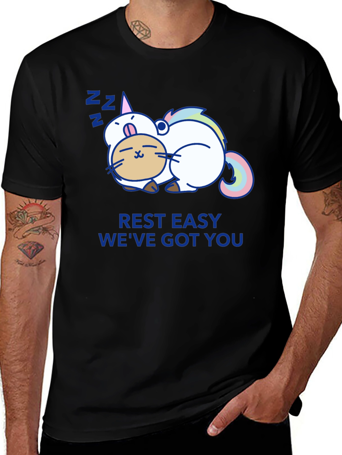 Variant 17 of Cute Unicorn Cat T-Shirt - Rest Easy Graphic Tee
