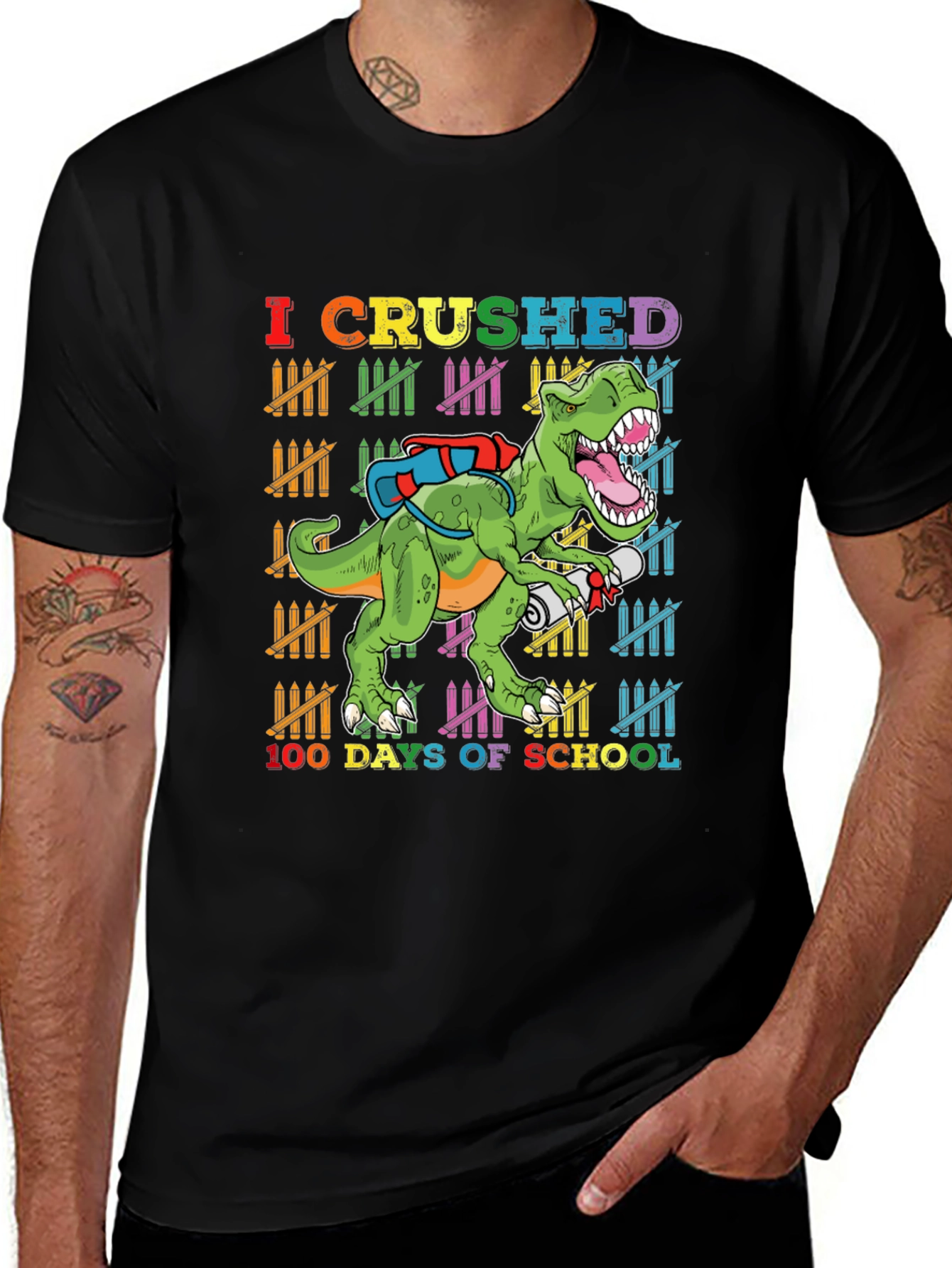 Variant 7 of Crushed 100 Days T-Rex Back to School Shirt