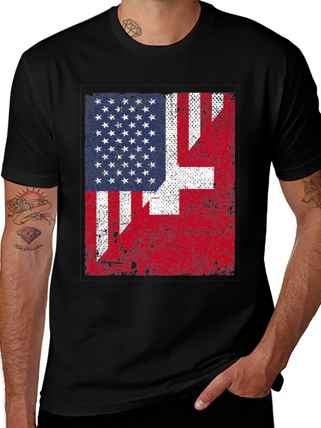 Variant 9 of US & Swiss Flag Graphic T-Shirt