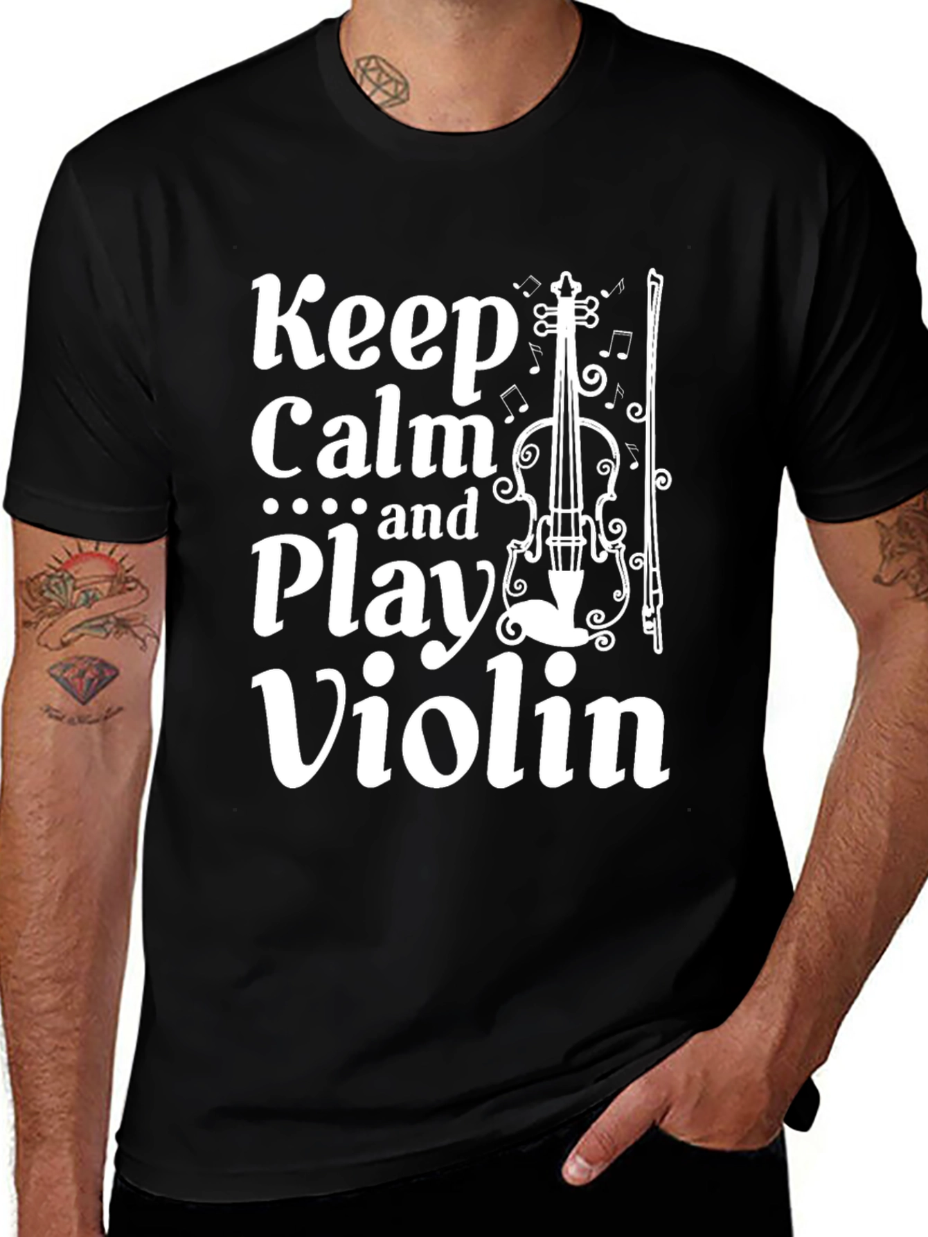 Variant 27 of Keep Calm and Play Violin Black T-Shirt