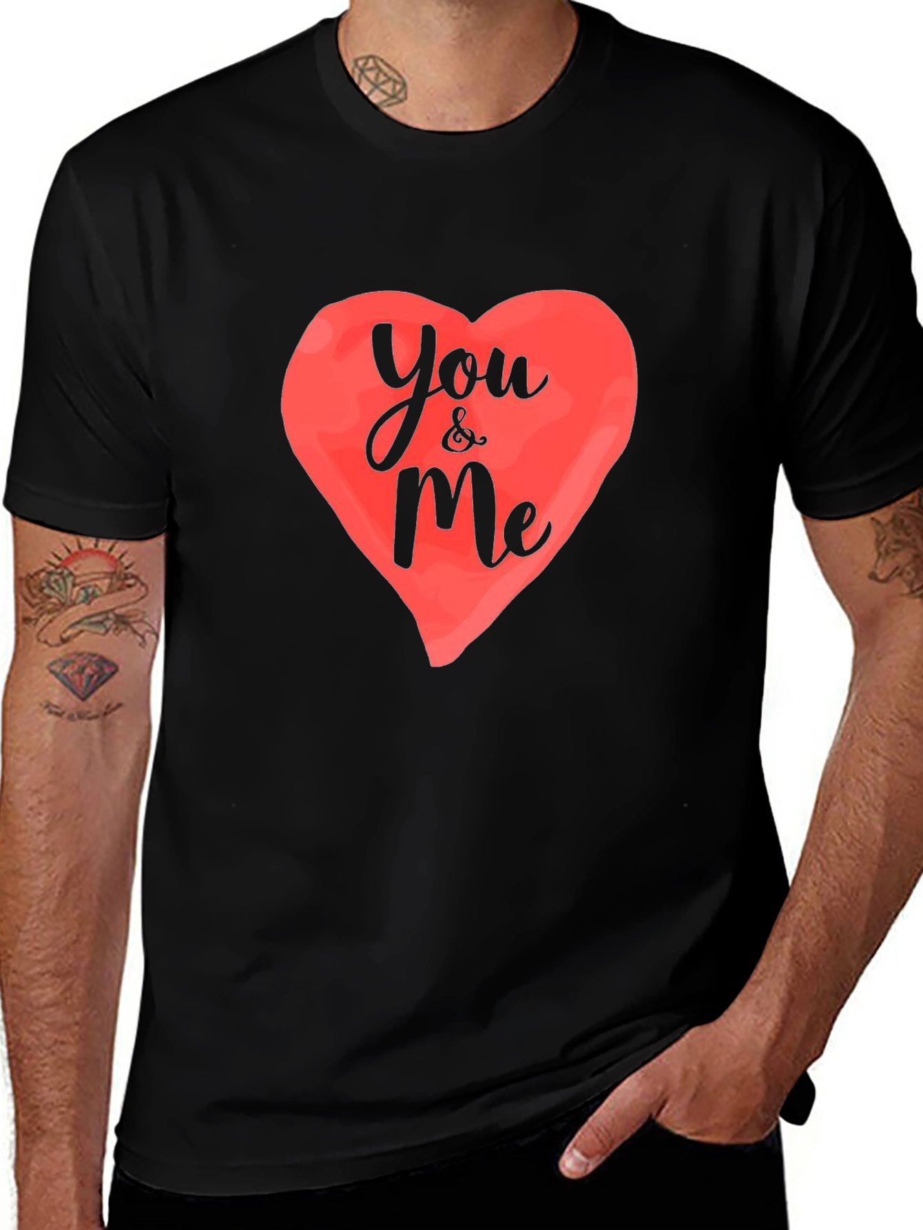 Variant 12 of You & Me Heart Graphic Black T-Shirt
