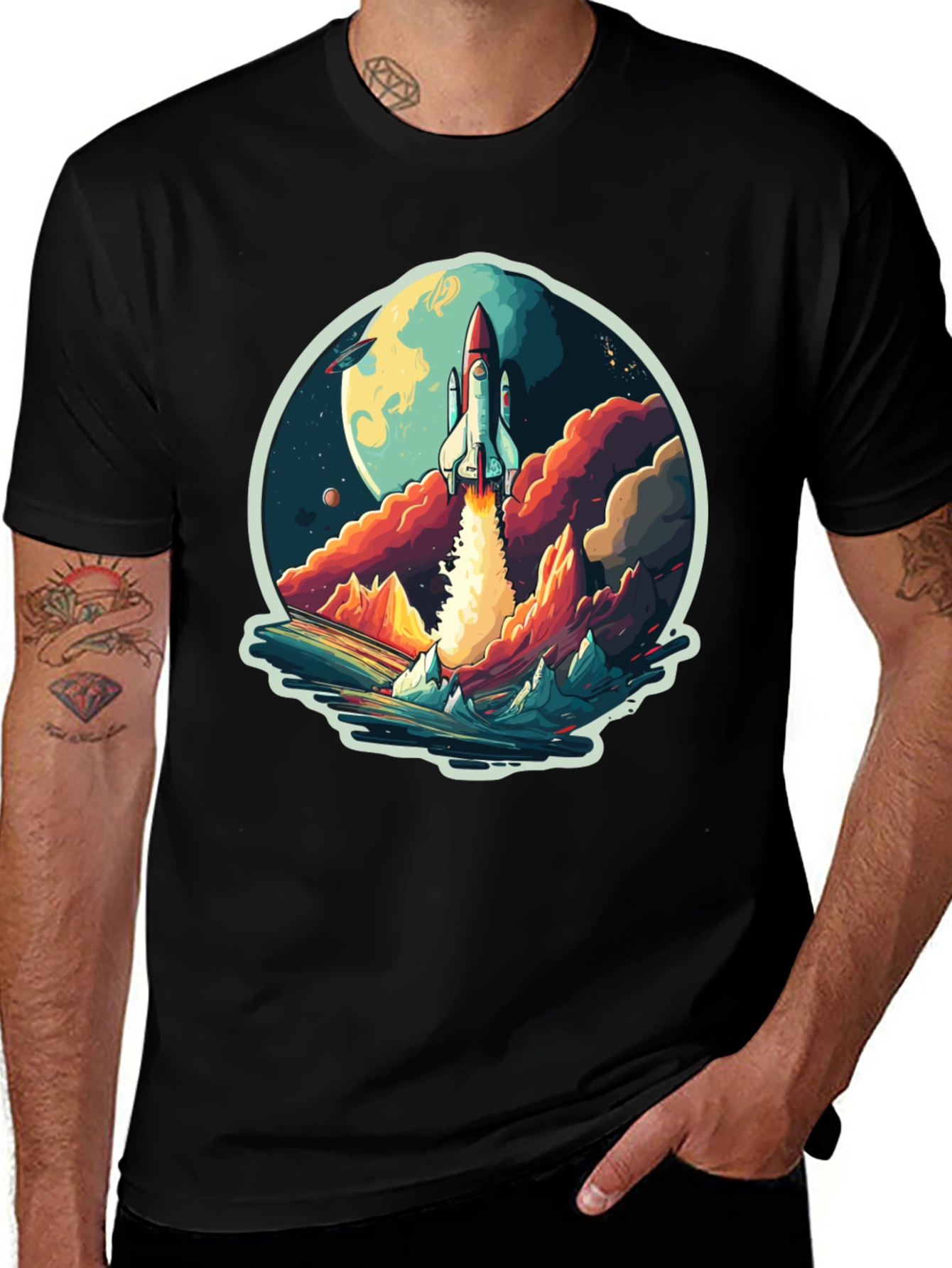 Variant 11 of Rocket Launch Graphic T-Shirt - Space Adventure Tee