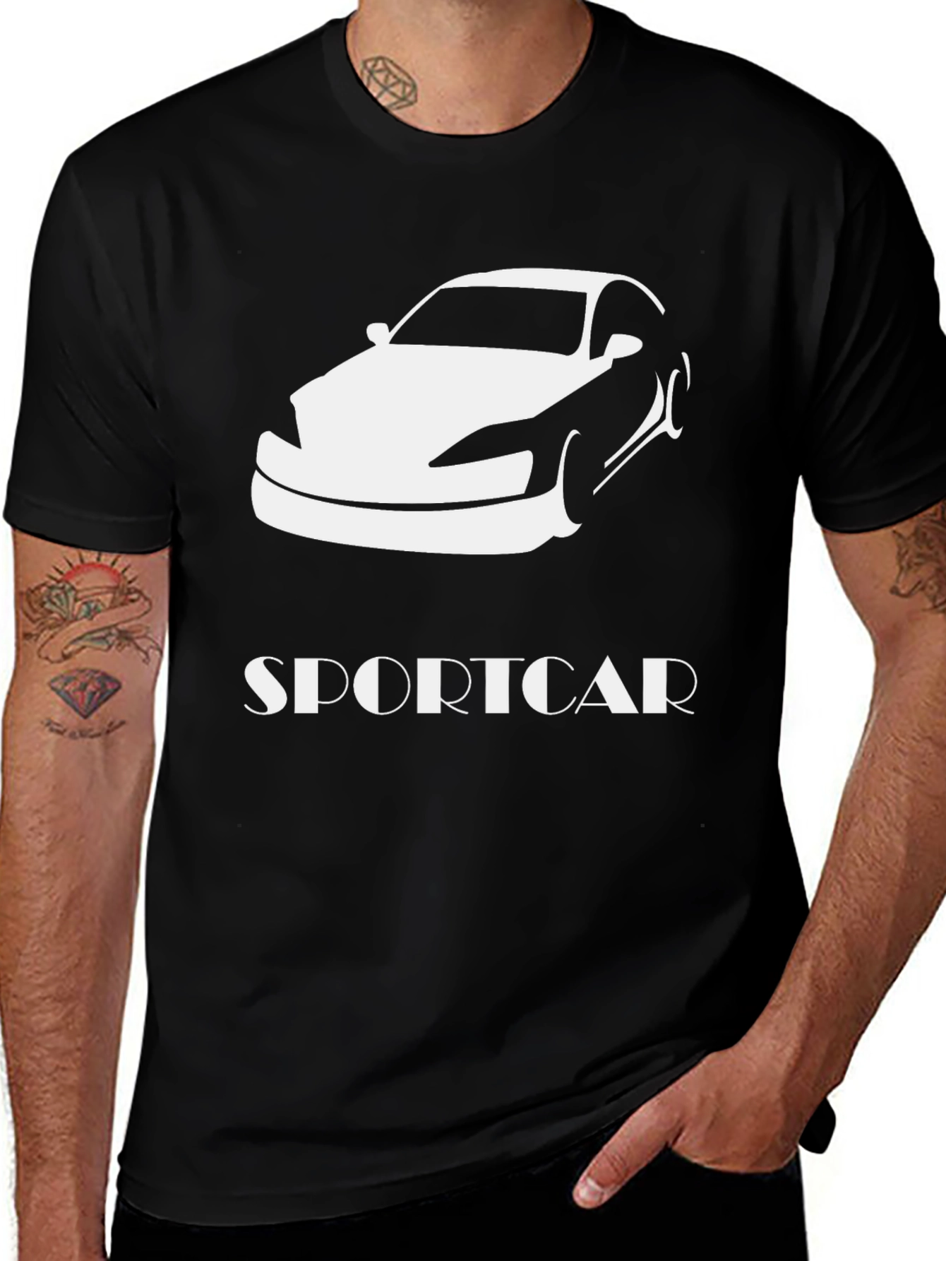 Variant 17 of Sportscar Graphic Tee - Black Cotton T-Shirt