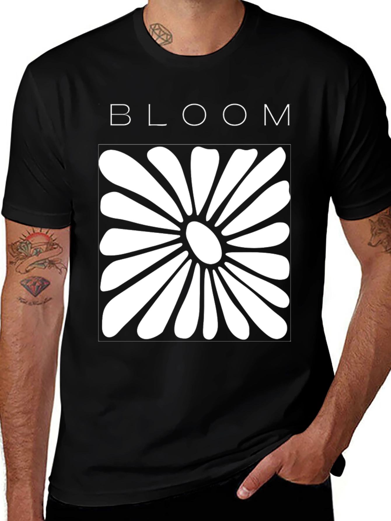 Variant 28 of Bloom Flower Graphic Tee - Stylish Black Cotton T-Shirt