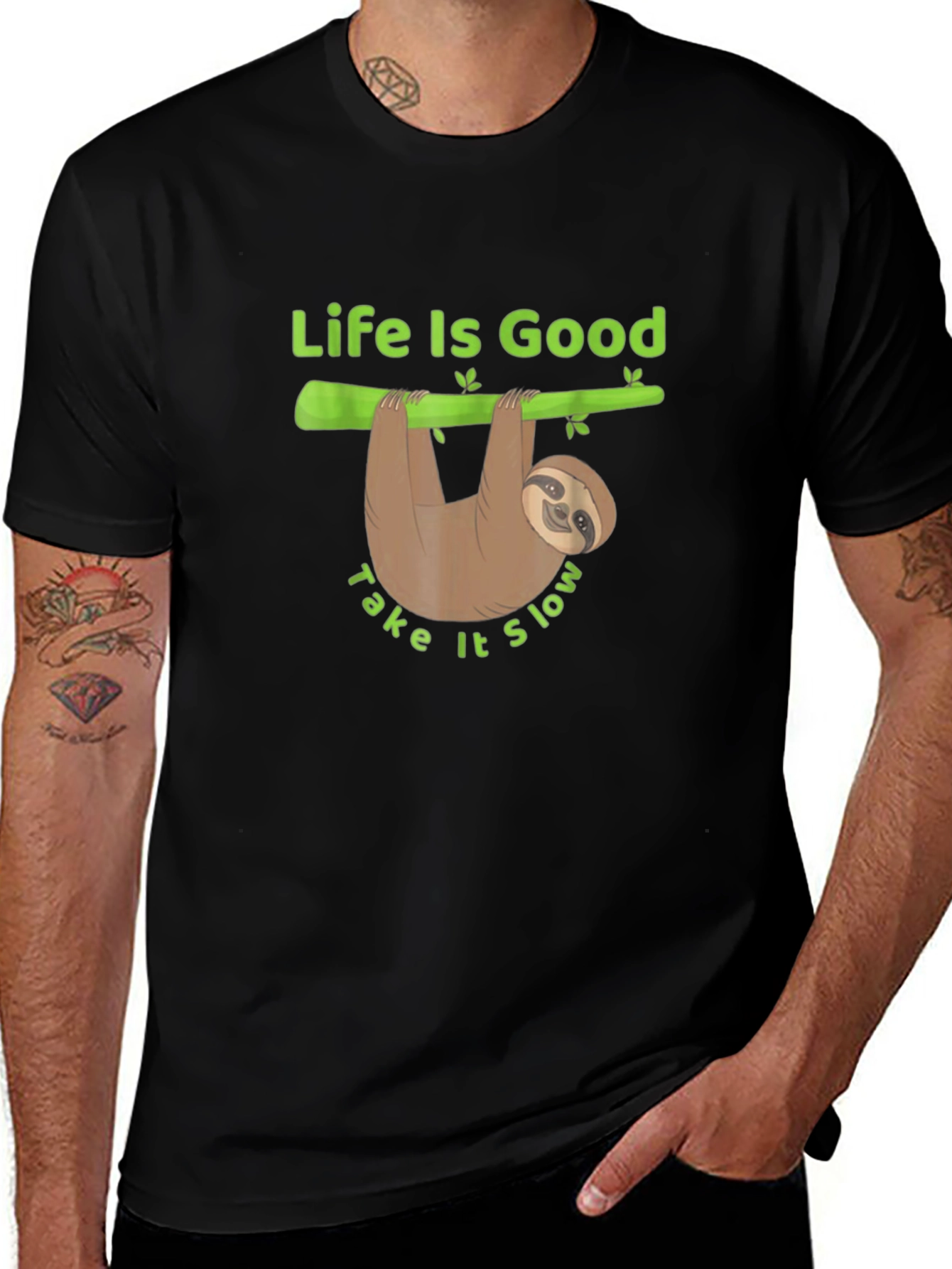 Variant 11 of Life is Good Sloth Graphic Tee - Relaxed Fit