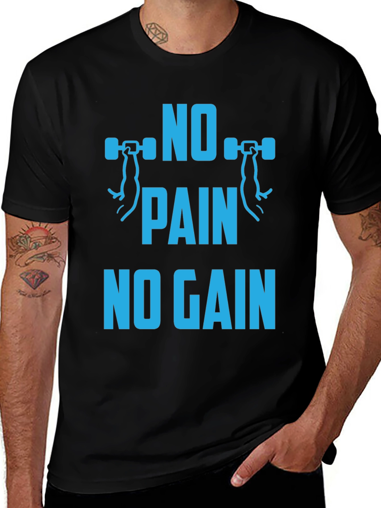 Variant 26 of No Pain No Gain Gym Workout Black T-Shirt