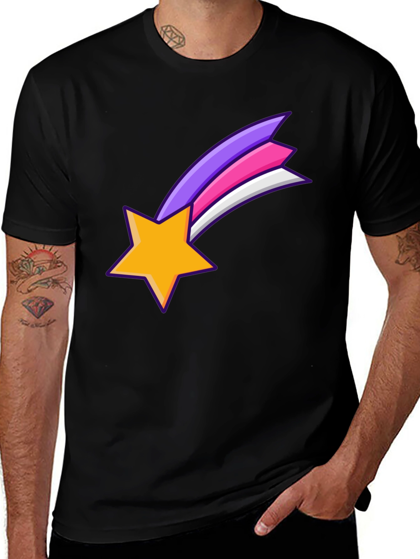 Variant 12 of Shooting Star Graphic Black T-Shirt