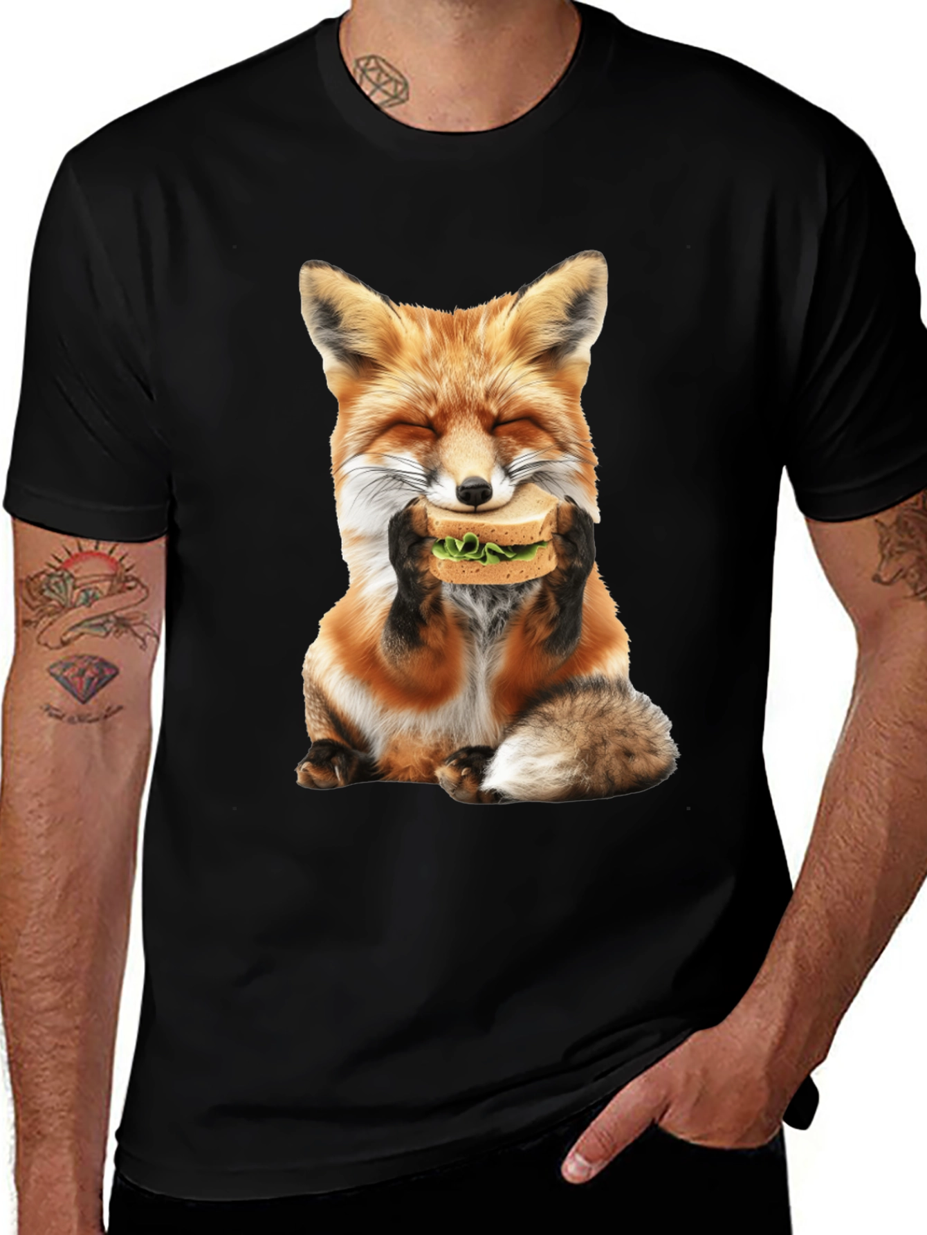 Variant 23 of Fox Eating Sandwich Graphic T-Shirt